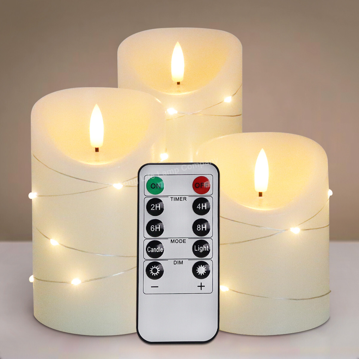 3 LED USB Charge Remote Control Flameless Flickering Wax Fairy Candles WAX05