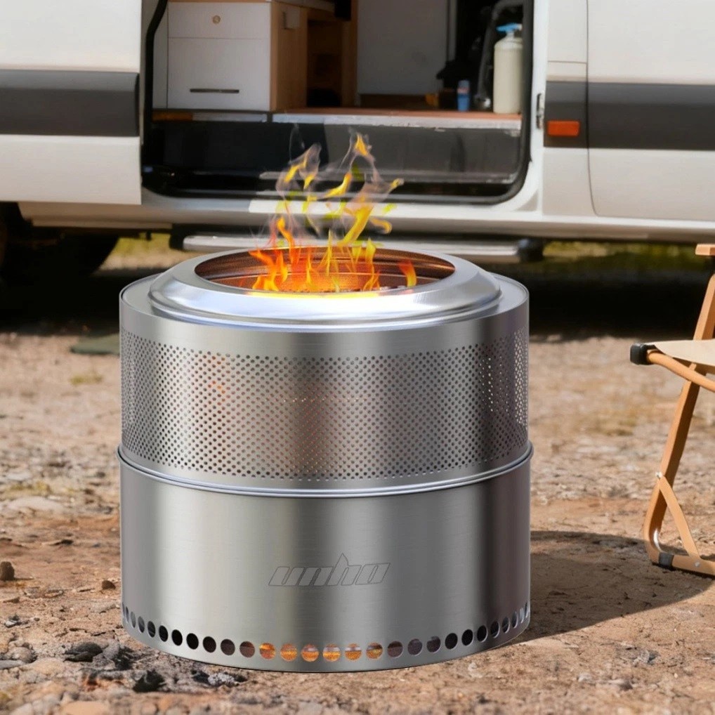 Large Smokeless Fire Pit Stainless Steel for Outside Wood Burning for 4-6 People