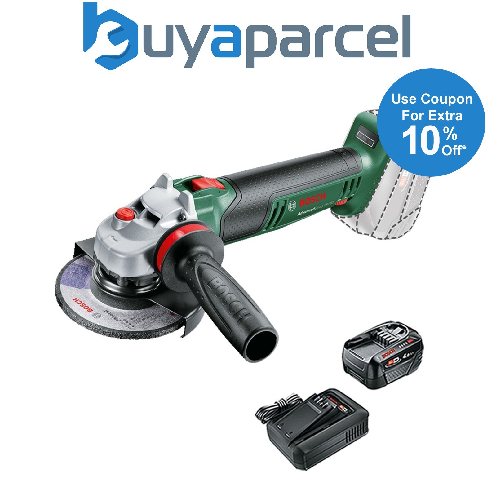Bosch 06033E5100 AdvancedGrind 18v Angle Grinder 125mm + 4AH Battery Kit