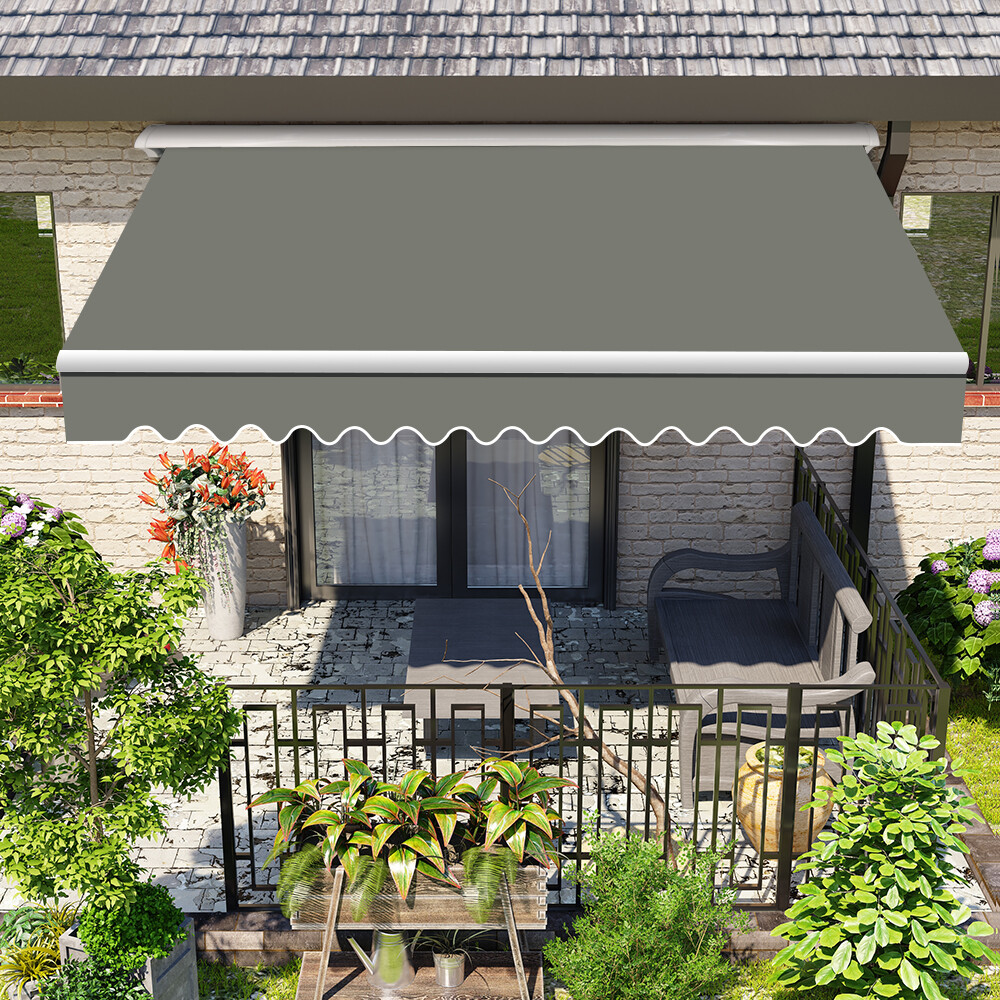 3x2.5m Half Cassette Manual Awning Garden Canopy UV Shade Retractable Shelter