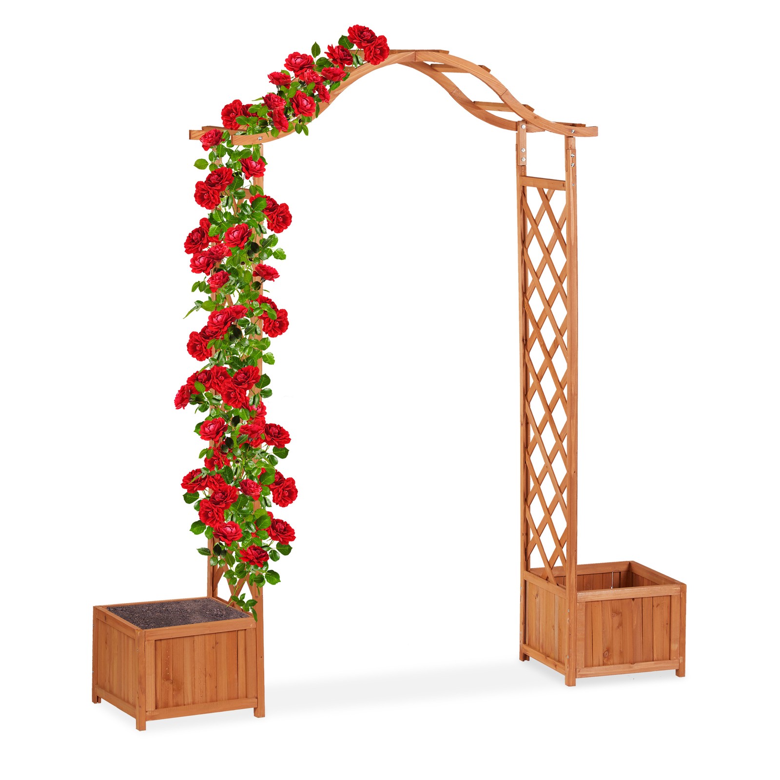 Wooden rose arch Climbing Plant Trellis Decorative Arbor Weatherproof 2 Planters
