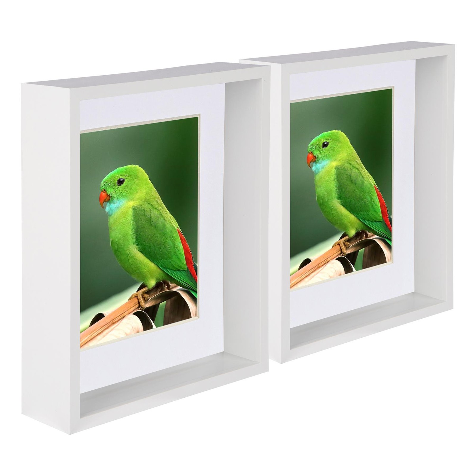 5x White 8" x 10" 3D Deep Box Photo Frames White 5" x 7" Mount Shadow Picture