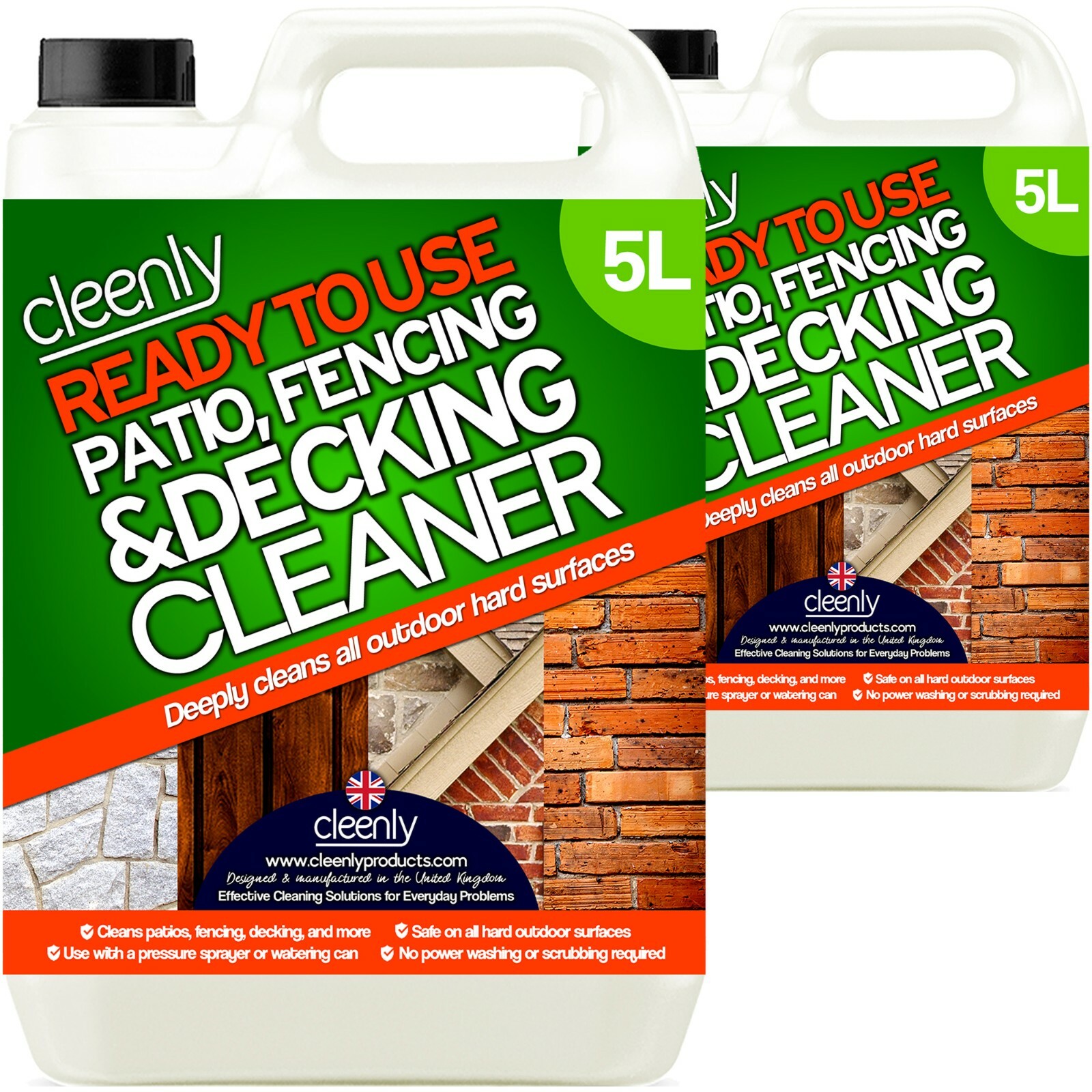 Cleenly Patio Cleaner Mould Algae Moss Killer 25% Stronger Decking Fence 10L