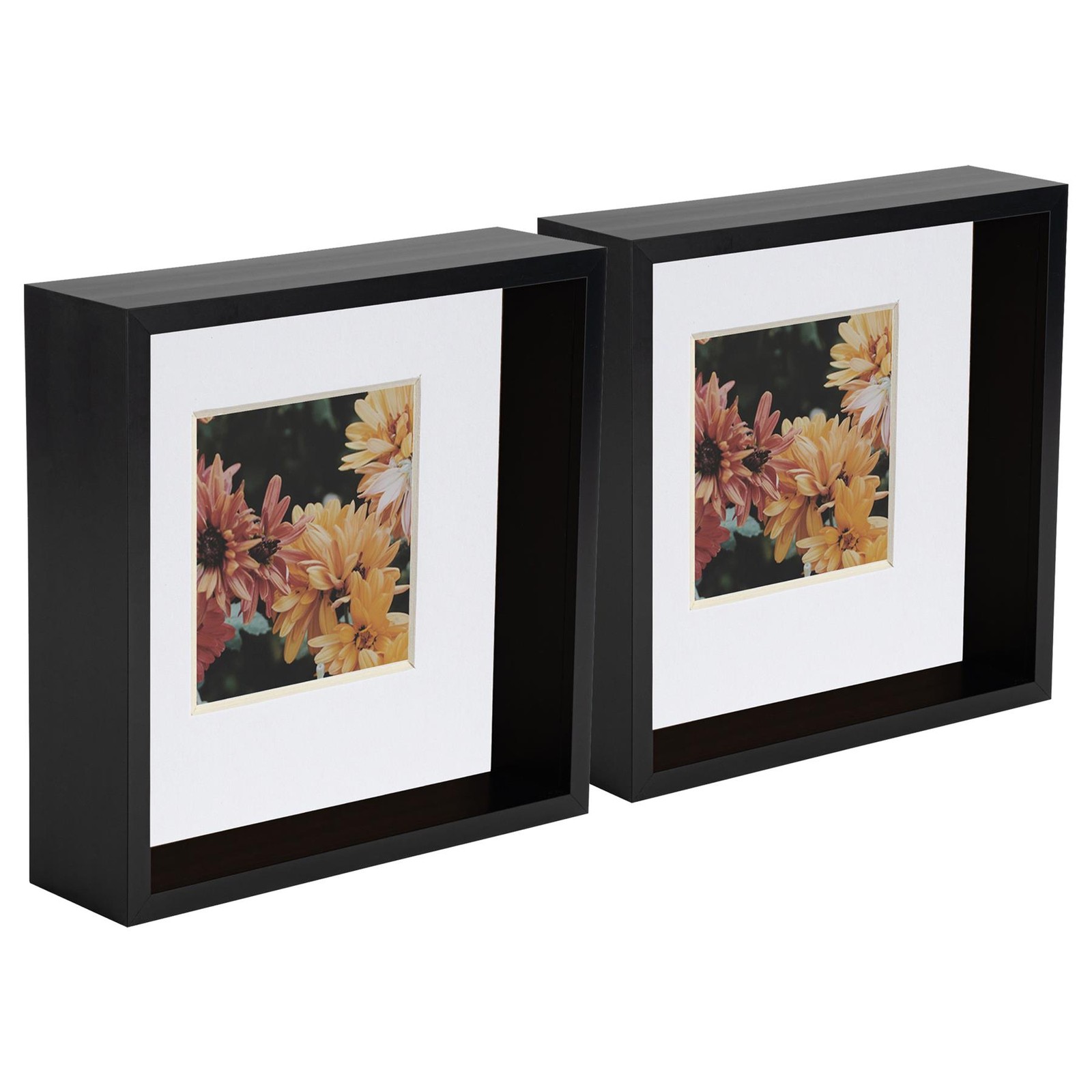 5x 3D Deep Box Photo Frames Display 8 x 8" with 4 x 4" Mount Black/White