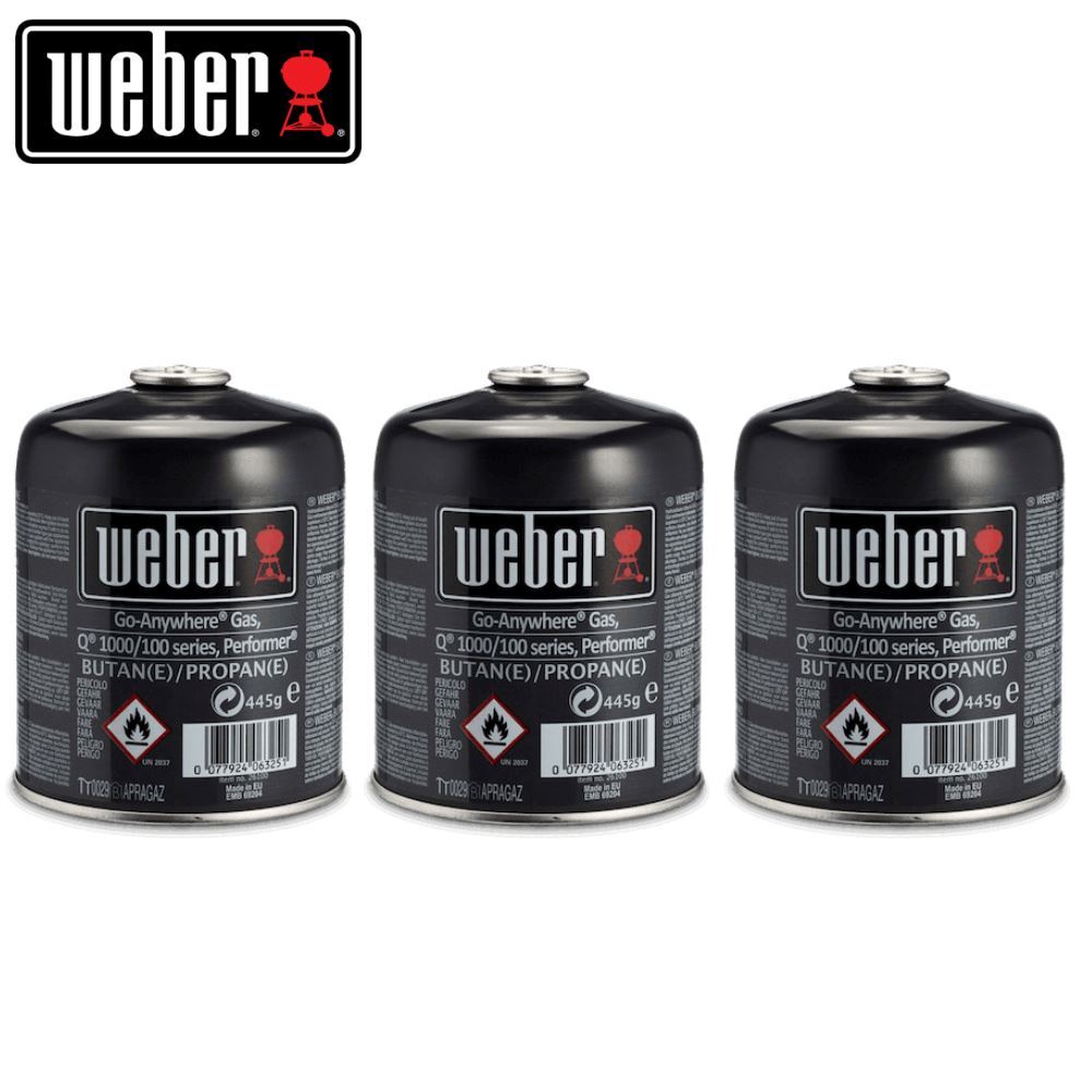Weber EN417 Screw On Gas Cartridges Camping Gas Canisters BBQ - PACK OF 3