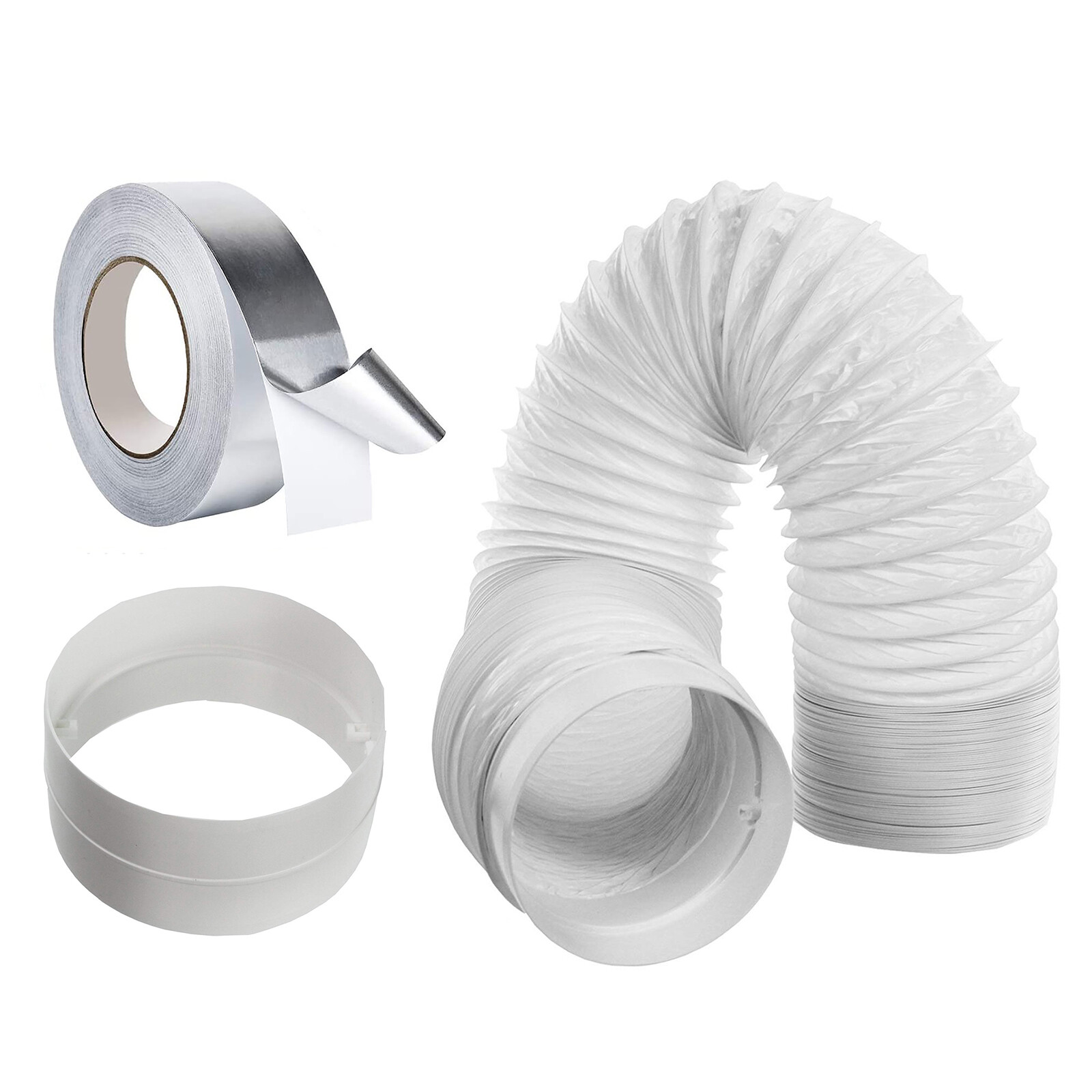 Cooker Hood Vent Hose Kit 5" x 6m PVC Duct + Connector + Aluminium Foil Tape