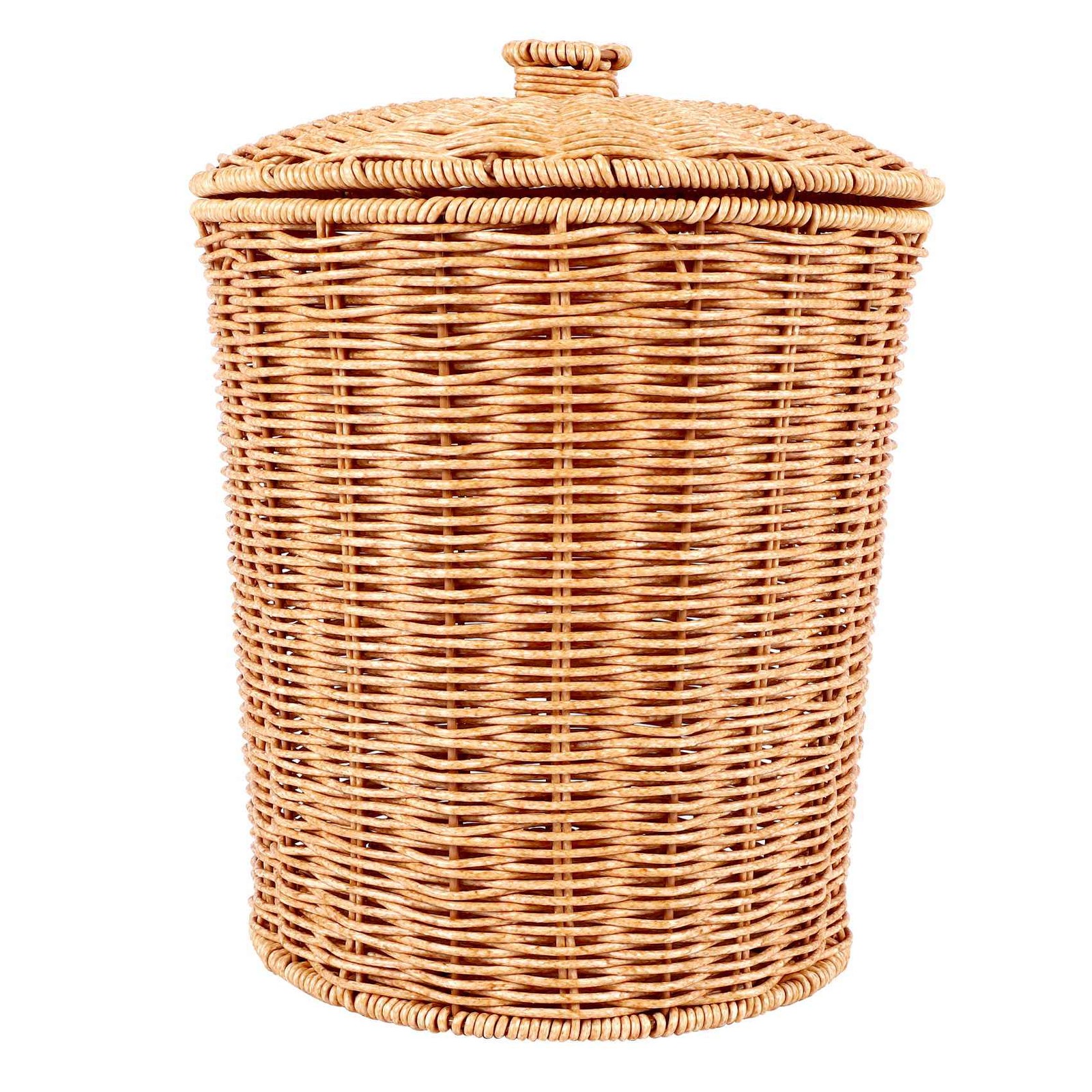 Woven Basket Trash Can Round Rattan Waste Basket with Lid Planter Woven2159