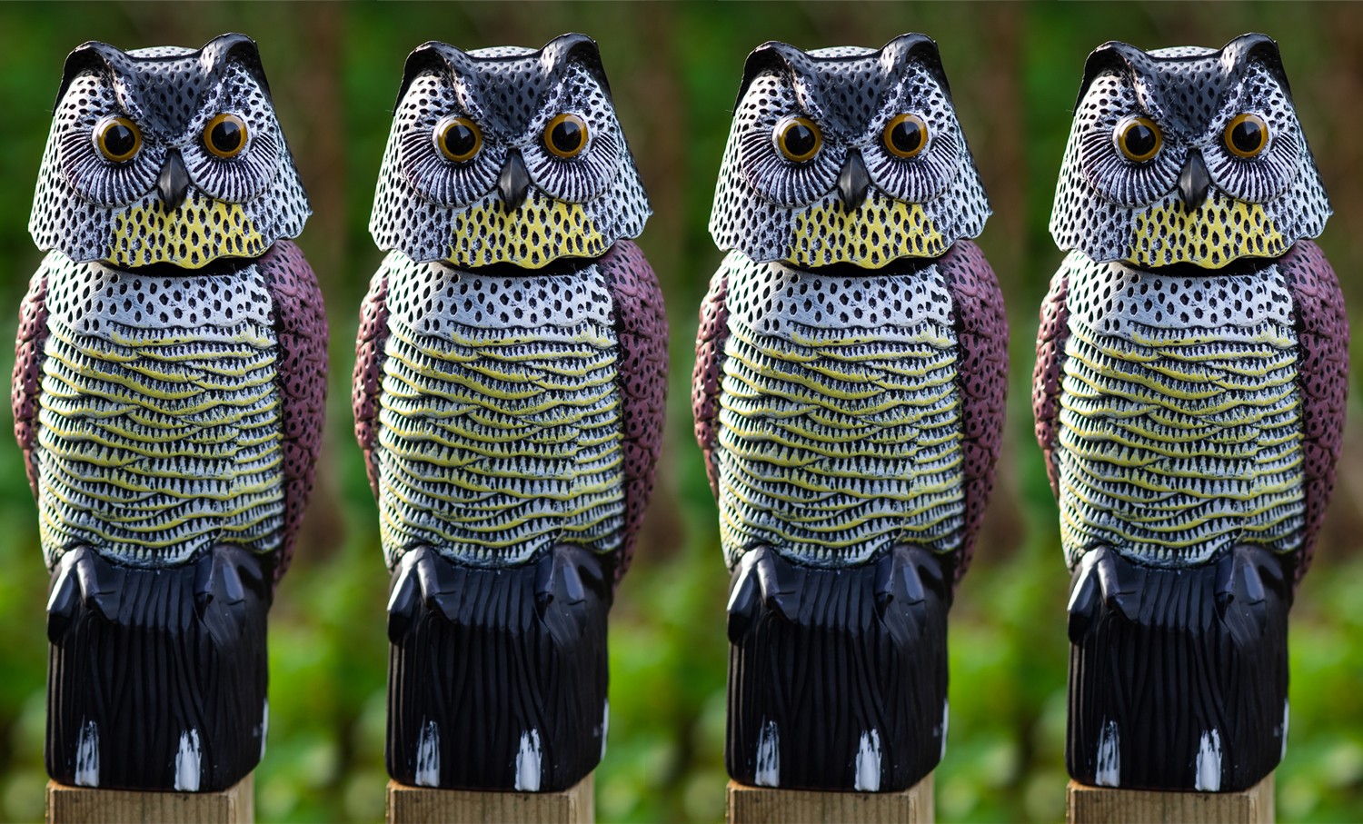 4 x Woodside Large Realistic Bird/Pigeon/Crow Owl Decoy With Rotating Head