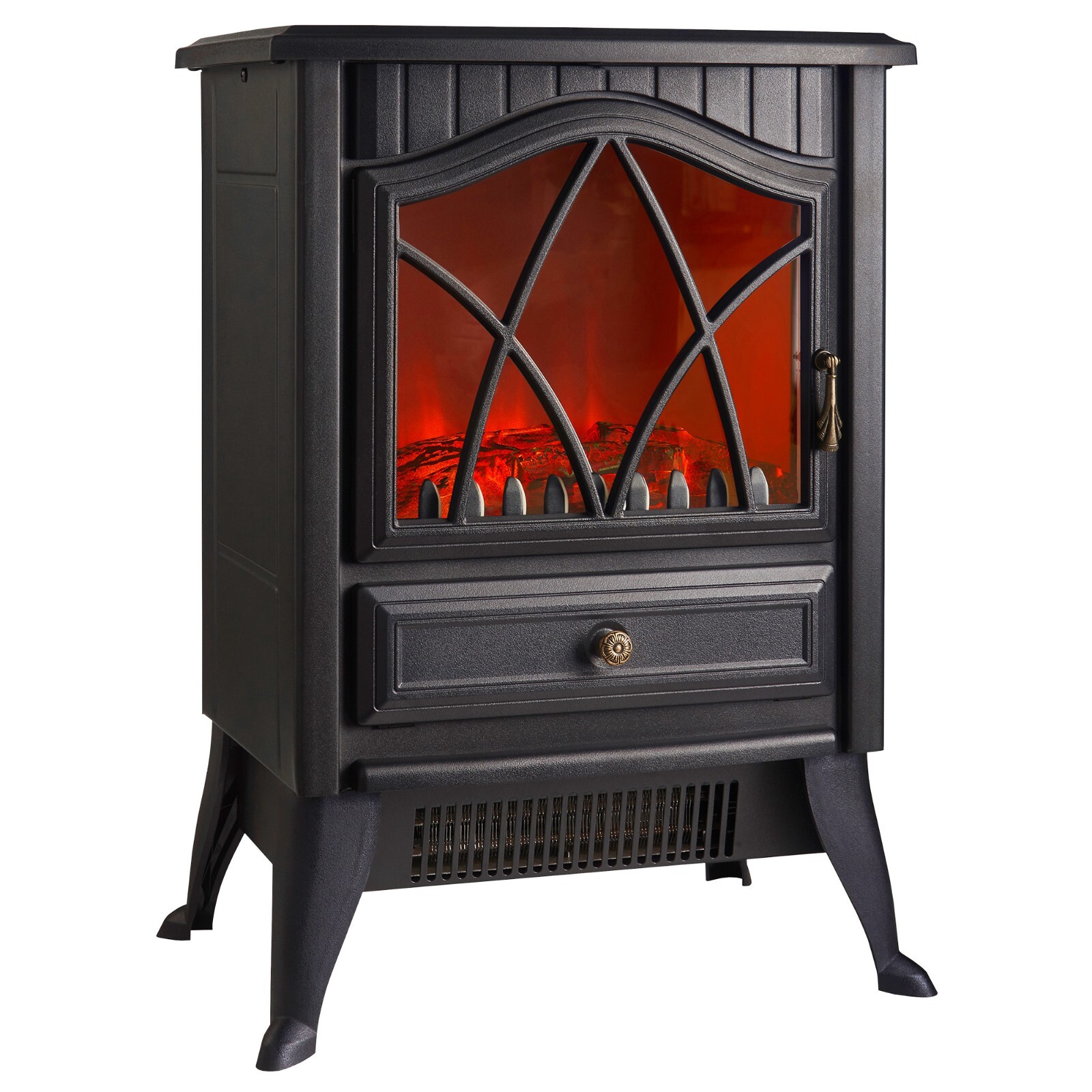 VonHaus Electric Stove Heater 1800W Indoor Fireplace Log/Wood Burner LED Flames
