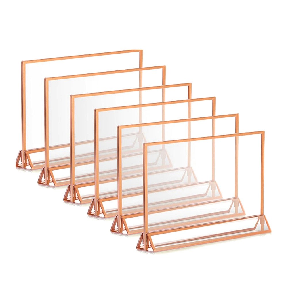 Horizontal Clear Acrylic Sign Holder Sided Table Menu Picture Frames for2533