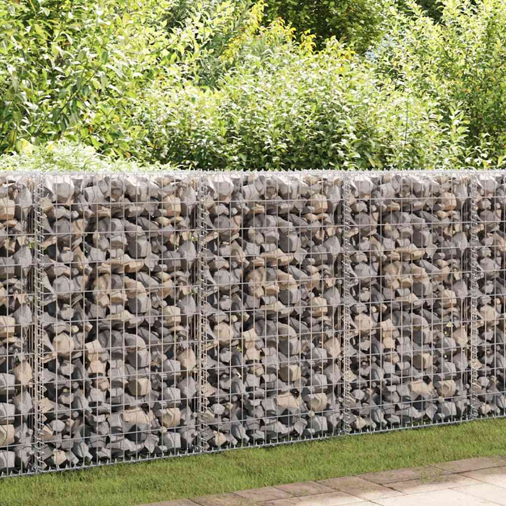 Gabion Wall with Covers Outdoor Garden Stone Basket Galvanised Steel vidaXL