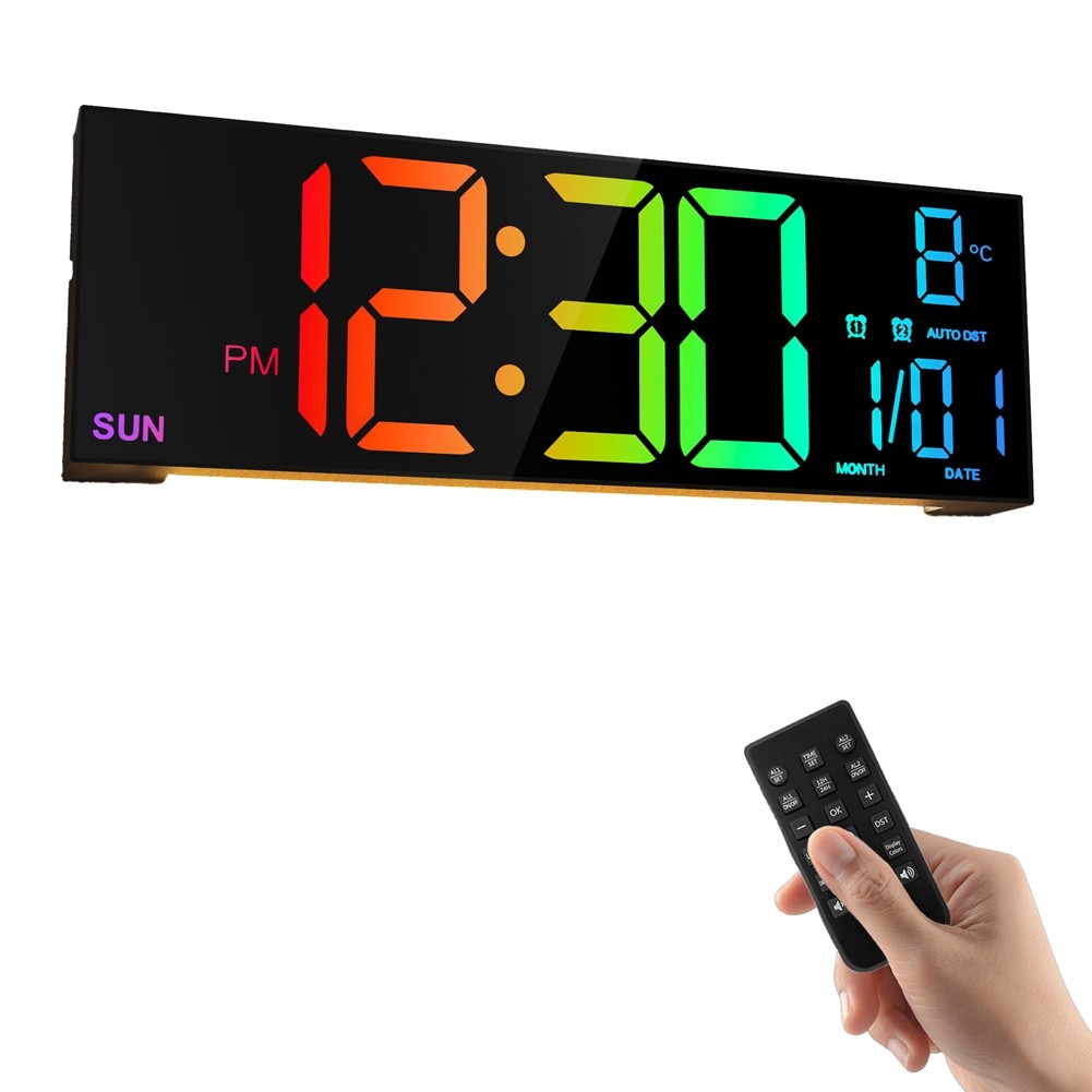 16.2in Digital Wall Clock with Remote Control, Temperature/Night Light4430