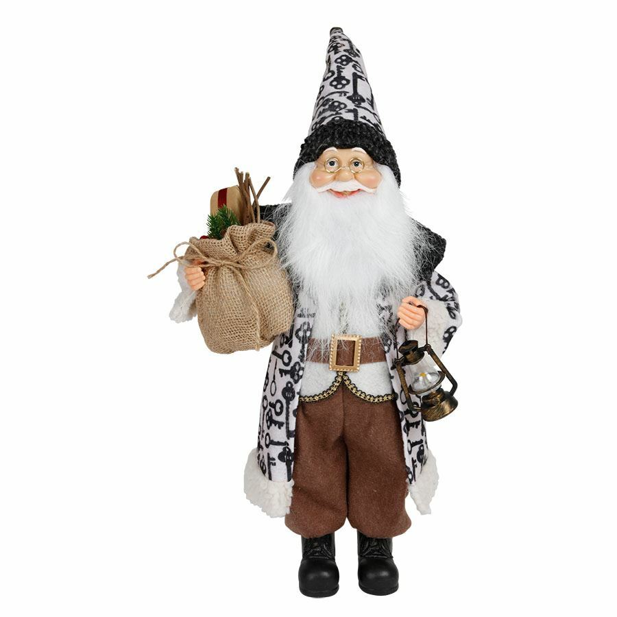 Decorative Santa Claus 60cm with patterned coat Christmas Figure Doll indoors