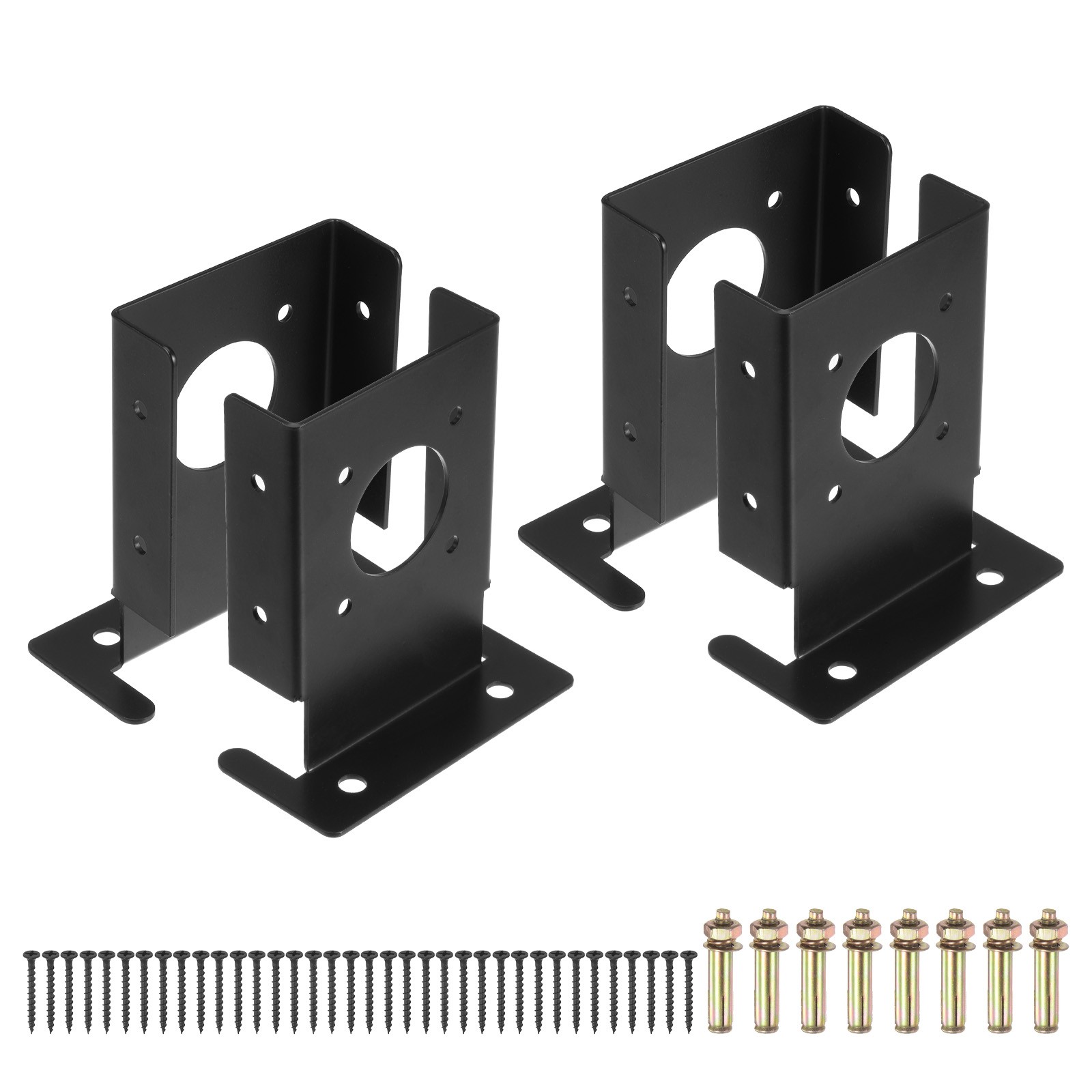 4pcs Adjustable Deck Post Base Brackets 4"x4" for Deck Railing Mailbox, Black