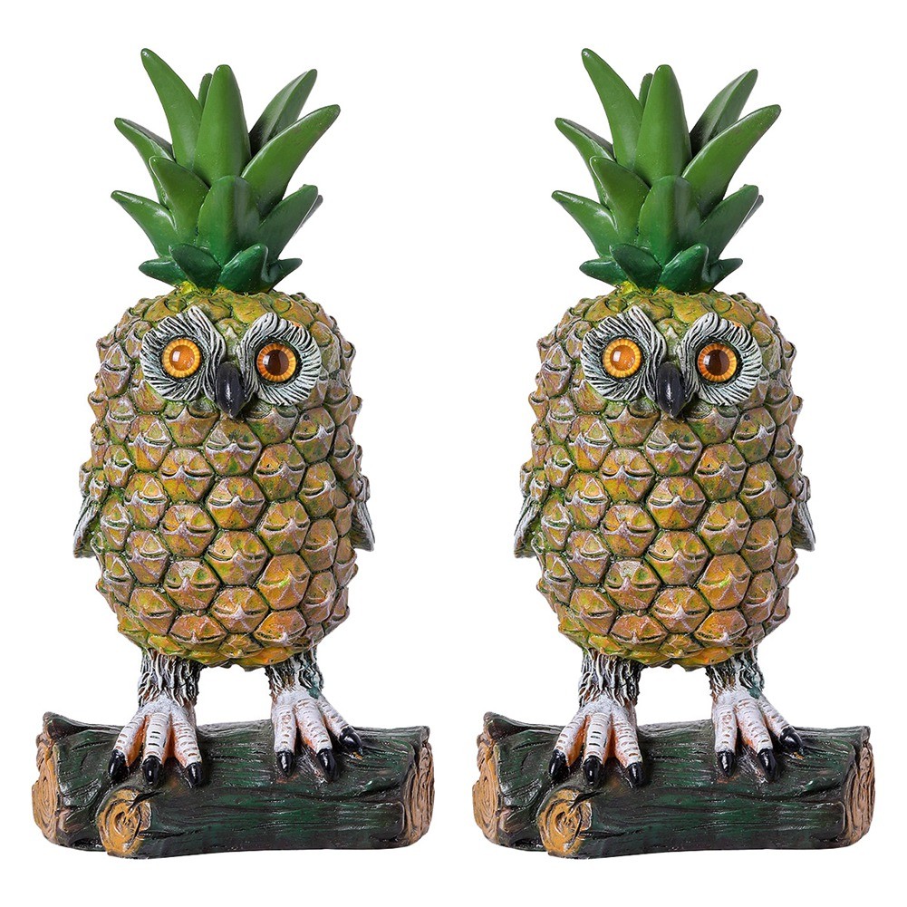 3X(Cute Owl Shape Resin Ornaments Pastoral Small Pineapple-Owl for4057