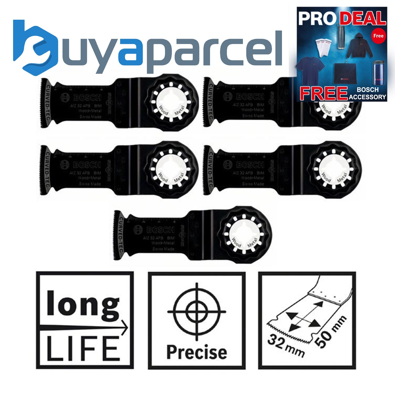 5 x Bosch PRO BIM Starlock Plunge Cut Saw Blade AIZ 32 APB Wood Metal 50mm 32mm