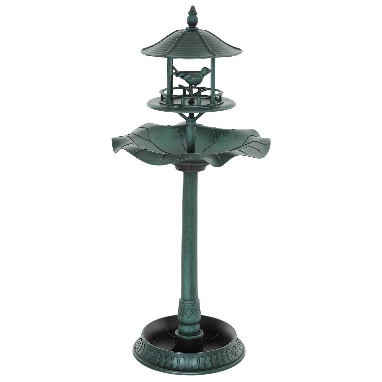 Outsunny 3-in-1 Garden Bird Bath, Birdbath with Large Water Basin, Green