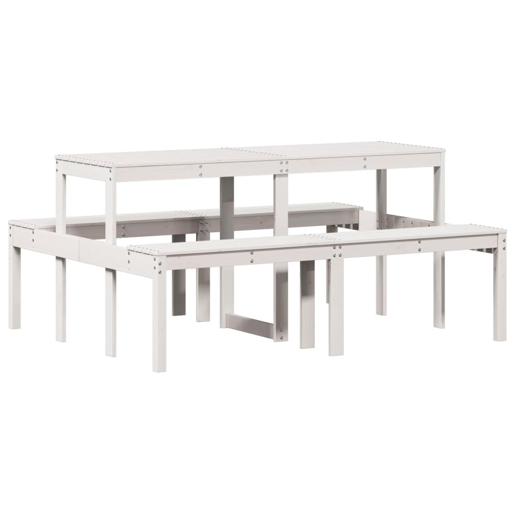 Picnic Table Outdoor Dining Garden White Solid Wood Pine vidaXL