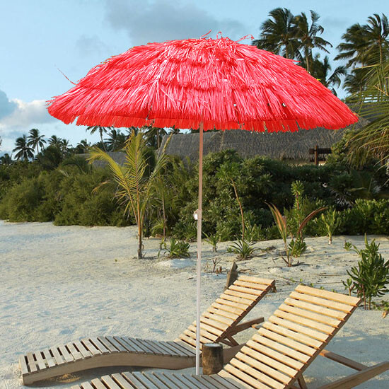Hawaiian Parasol Beach Garden Patio Sunshade Sun Umbrella Outdoor Tilting Red