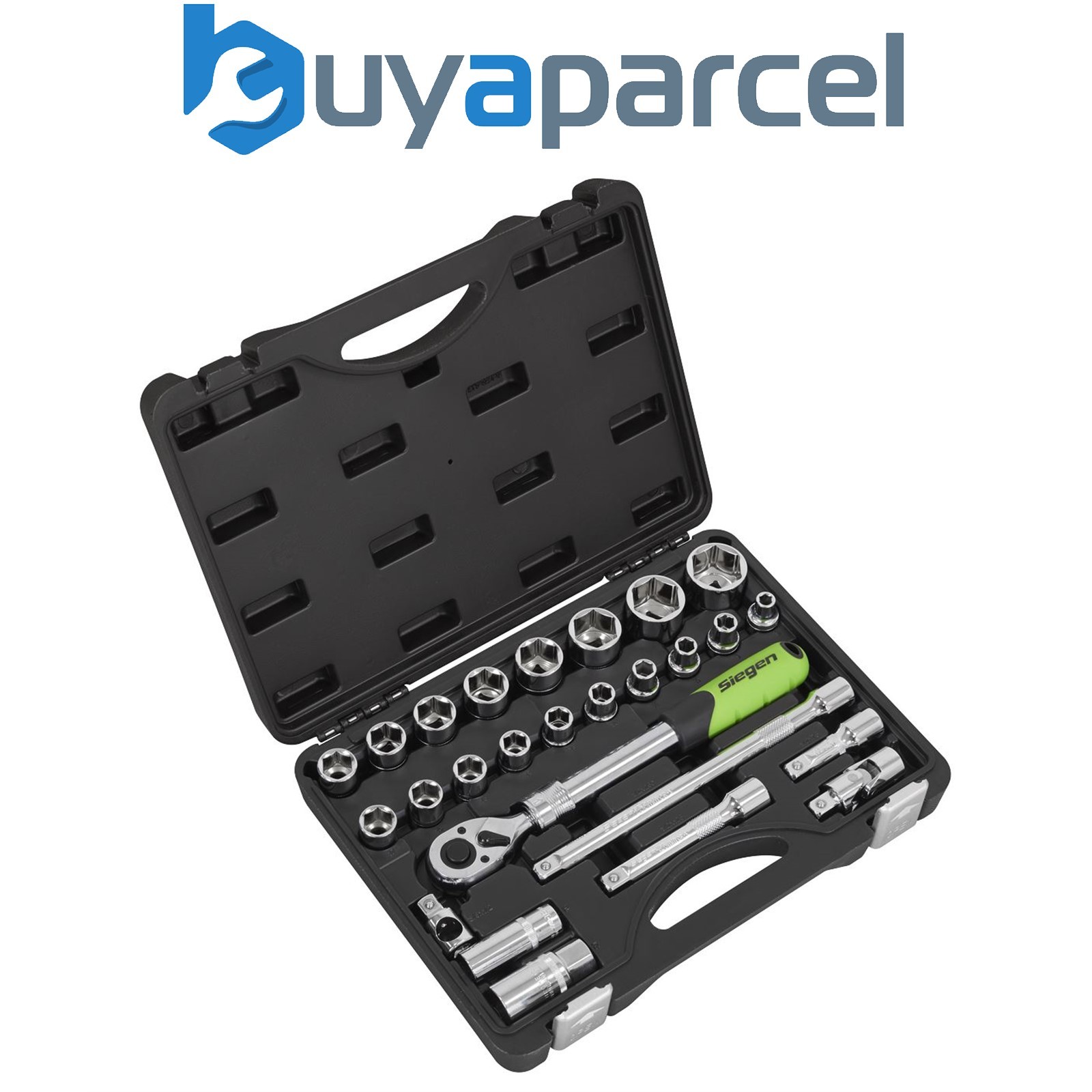 Sealey S01288 Siegen Extendable Ratchet Socket Set 1/2"Sq Drive 26pc