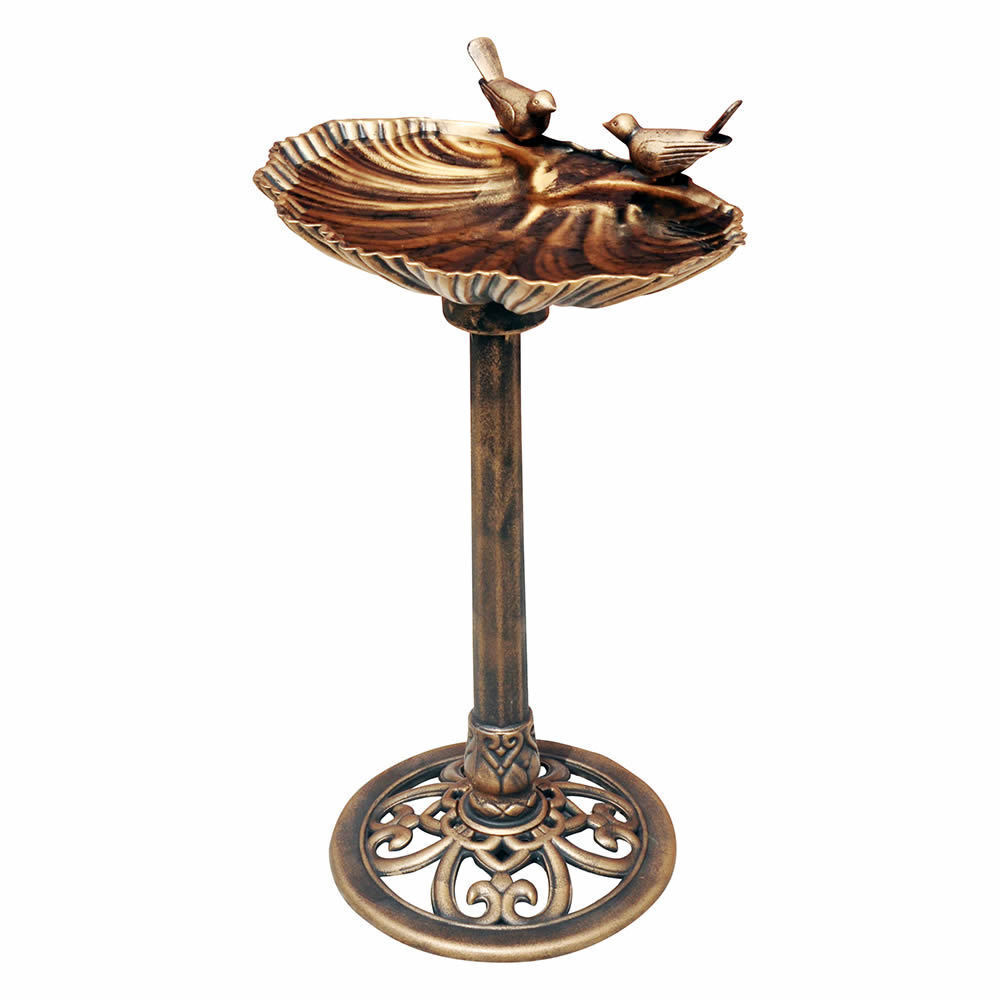 Bird Water Bath Bronze Effect Traditional Garden Water Bowl Outdoor Decor Stand