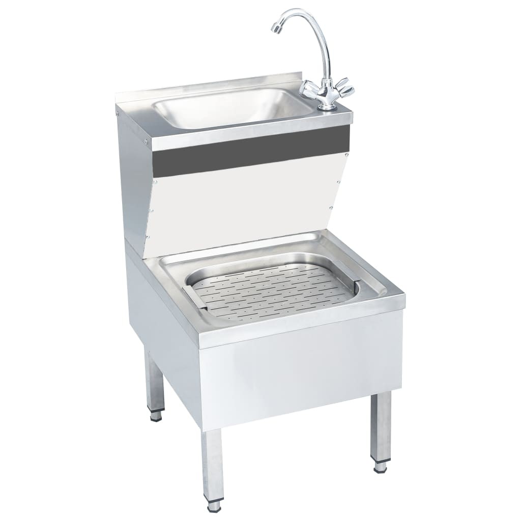 Commercial Hand Wash Sink with Faucet Freestanding Stainless Steel vidaXL