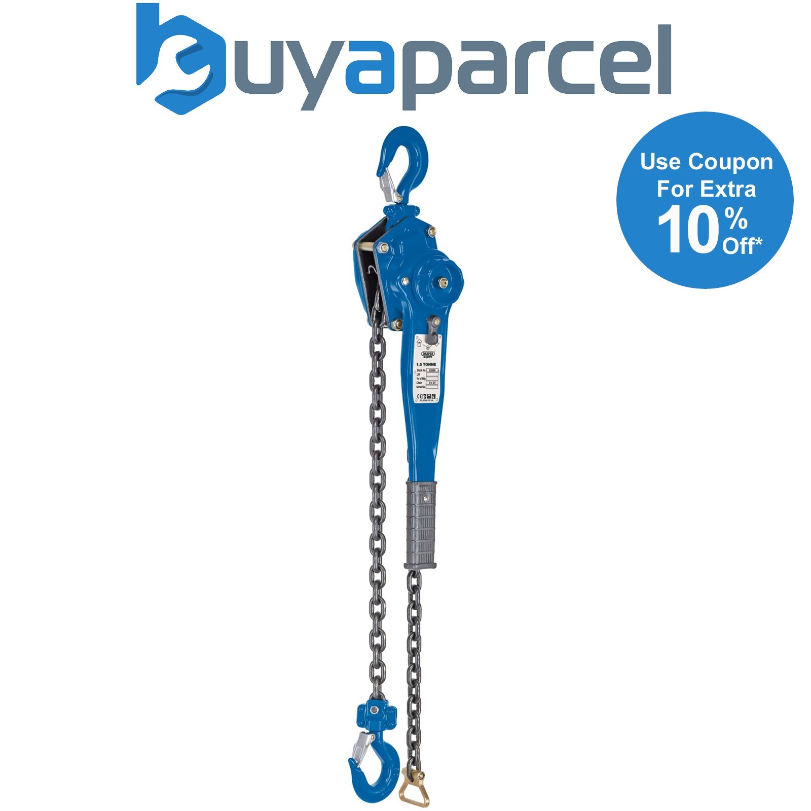 Draper 82599 Draper Expert Chain Lever Hoist, 1.5 Tonne