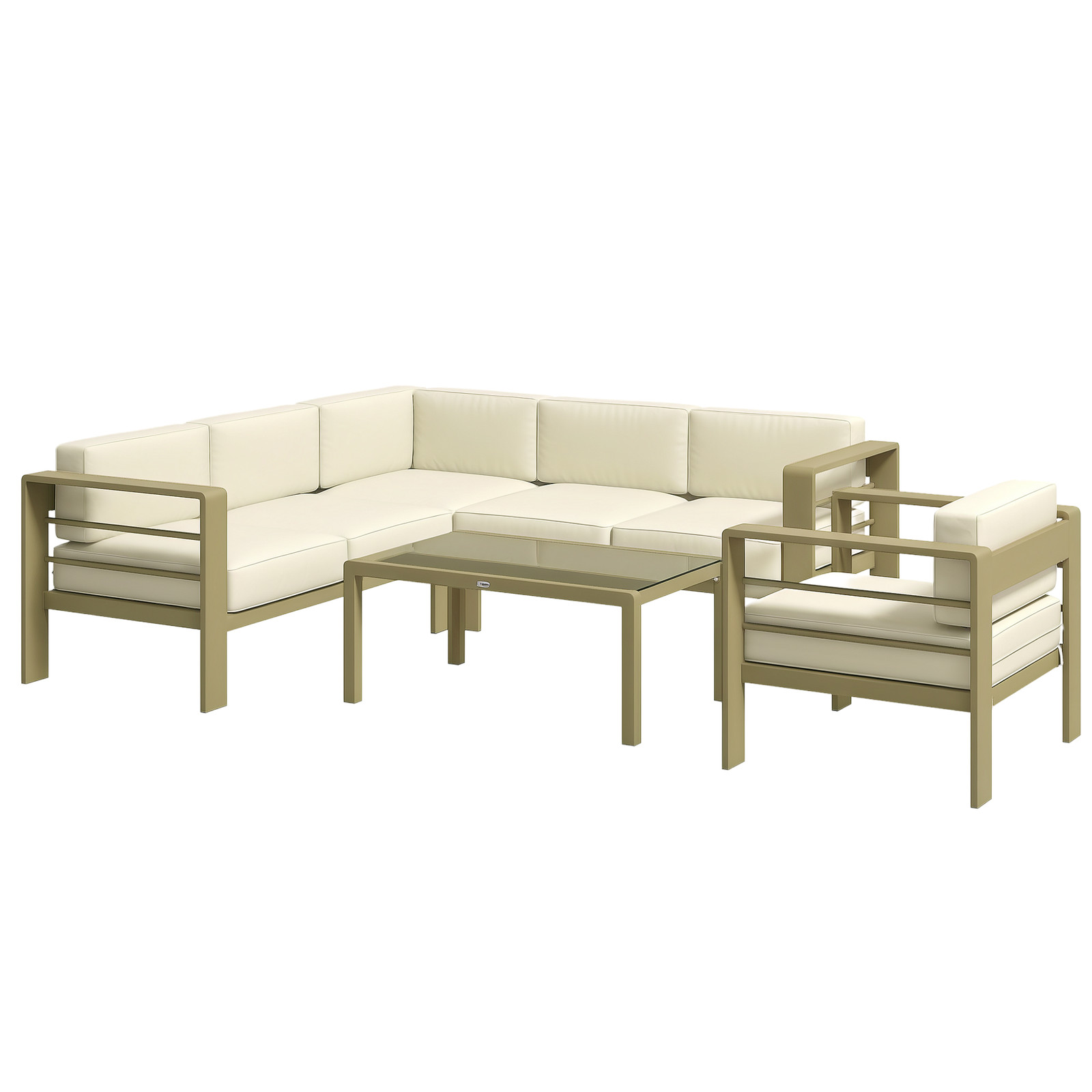 Outsunny 5 PCs Garden Sofa Set w/ Cushions, Aluminium Furniture Sets, Gold