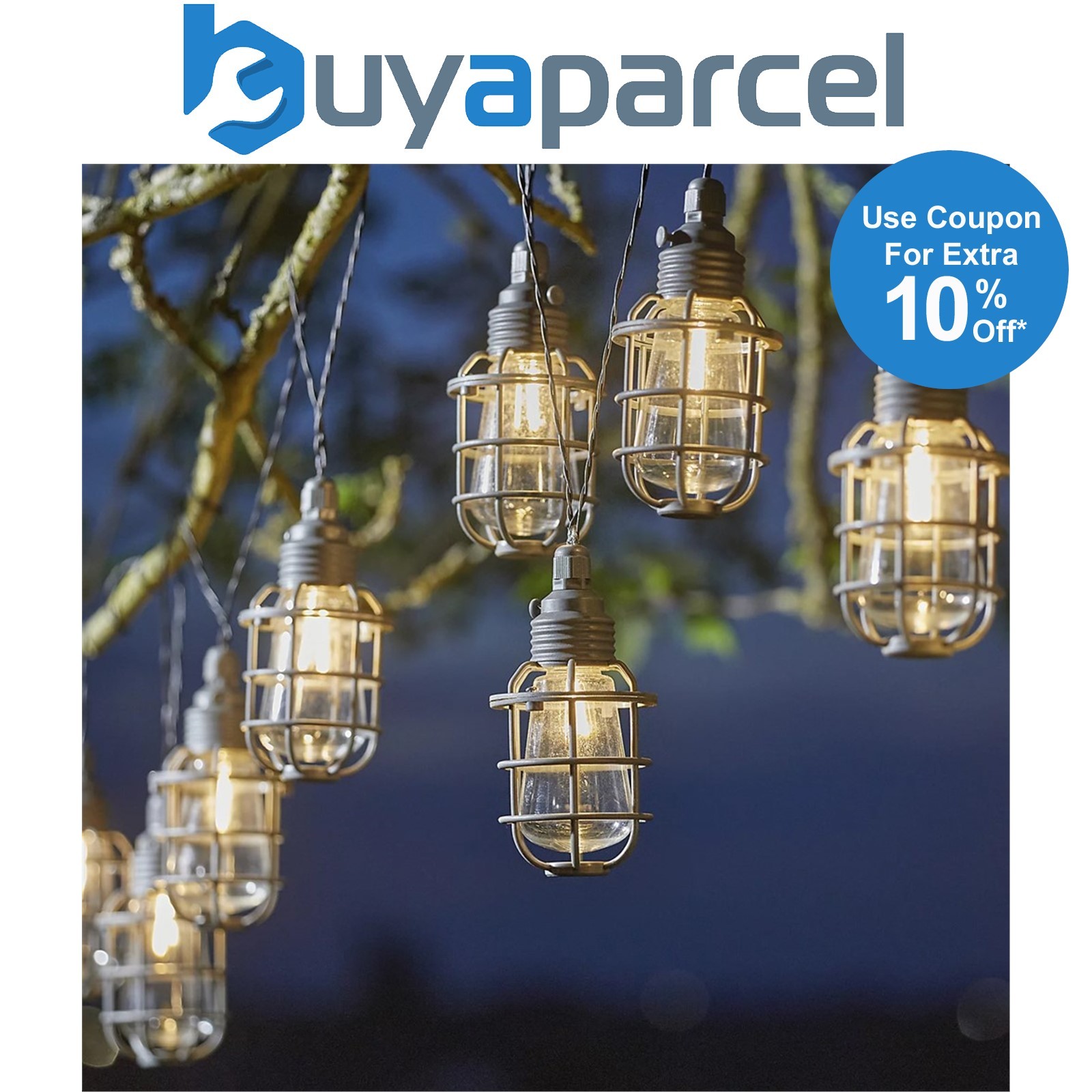 Smart Garden 10 x Anglia 365 Solar String Lights Cage LED 20L 4.7m Warm White