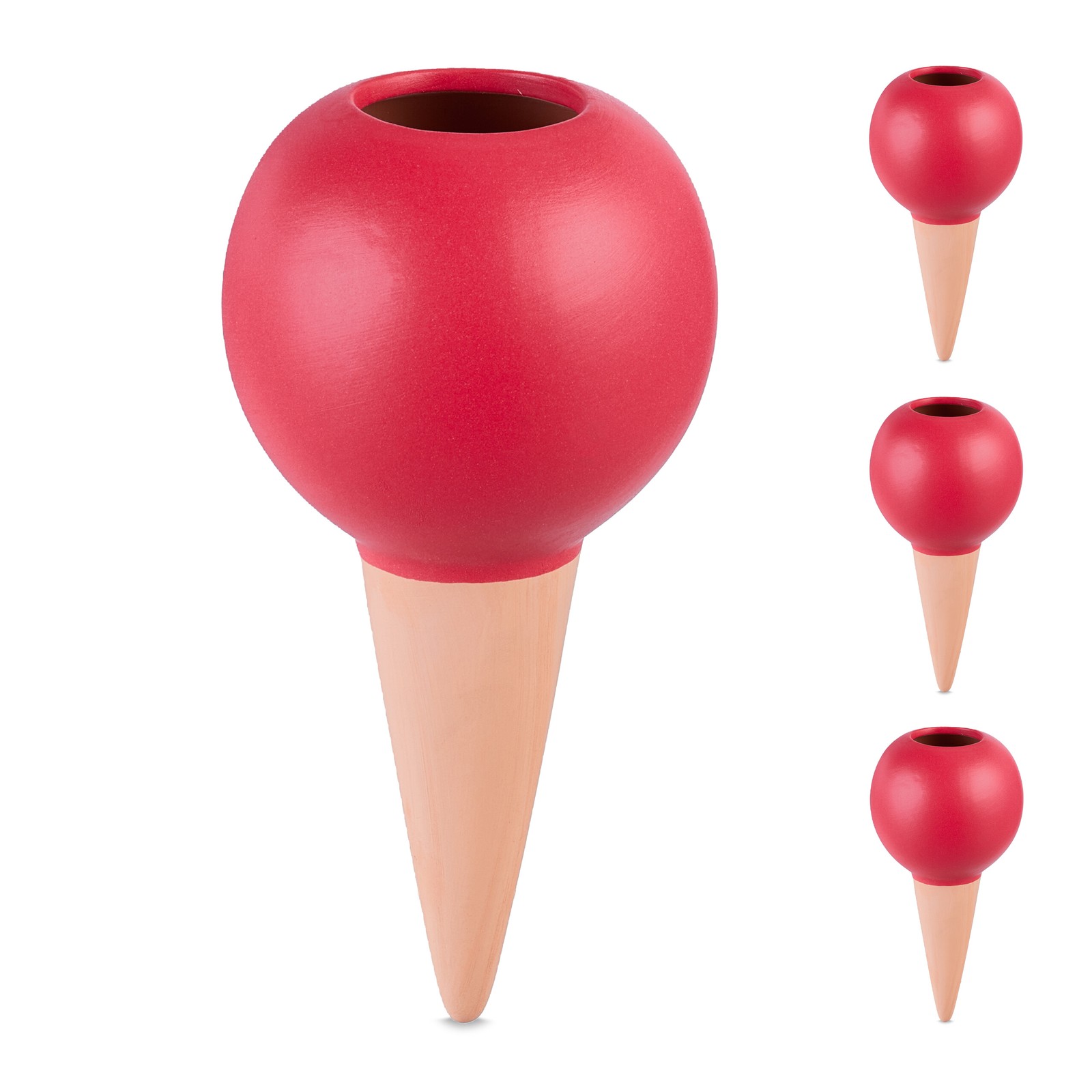 4x Round Clay Watering Cones for 1.5L Bottles Holiday Irrigation for Houseplants
