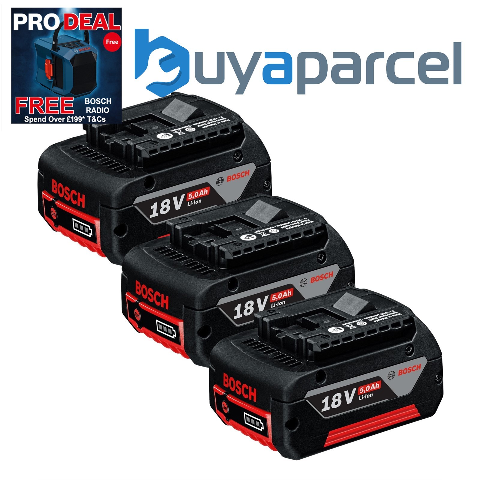 3 X Bosch 18v 5Ah Li-ion Coolpack Batteries Lithium Ion Cordless 5.0ah Cool Pack