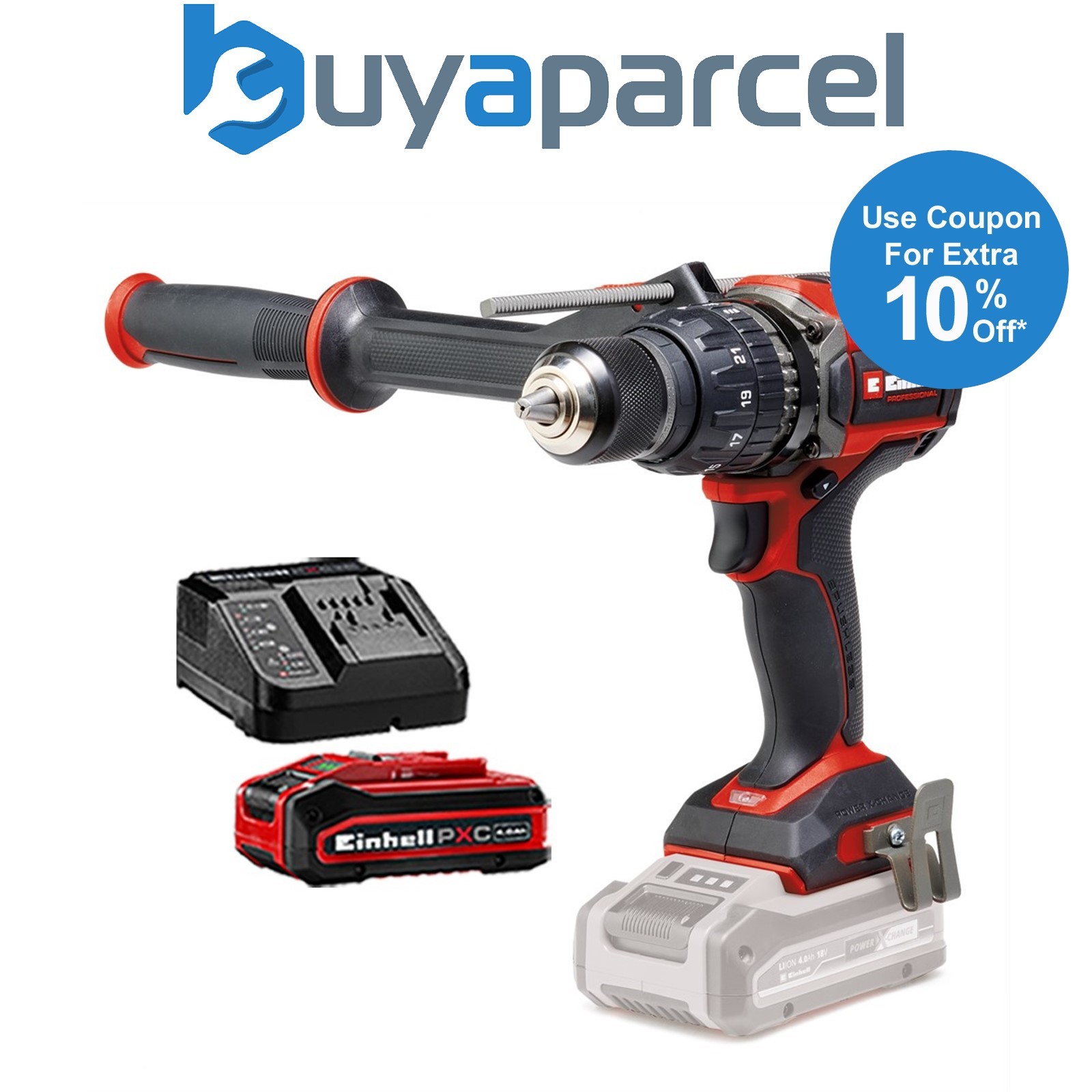 Einhell Professional 18/120 BL PXC 18v Brushless Combi Hammer Drill + 4AH Kit