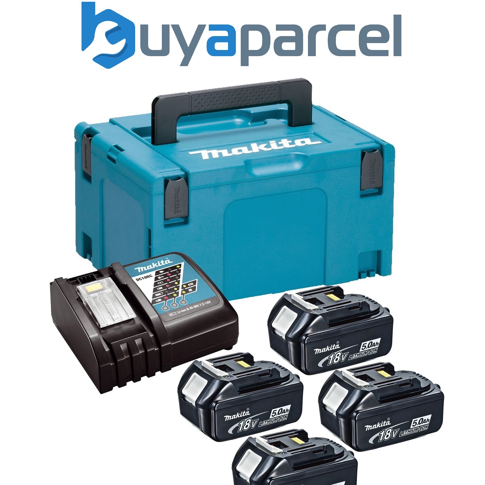 Makita BL1850 18v 4 x 5.0ah Lithium Batteries DC18RC Fast Charger + Makpac Case