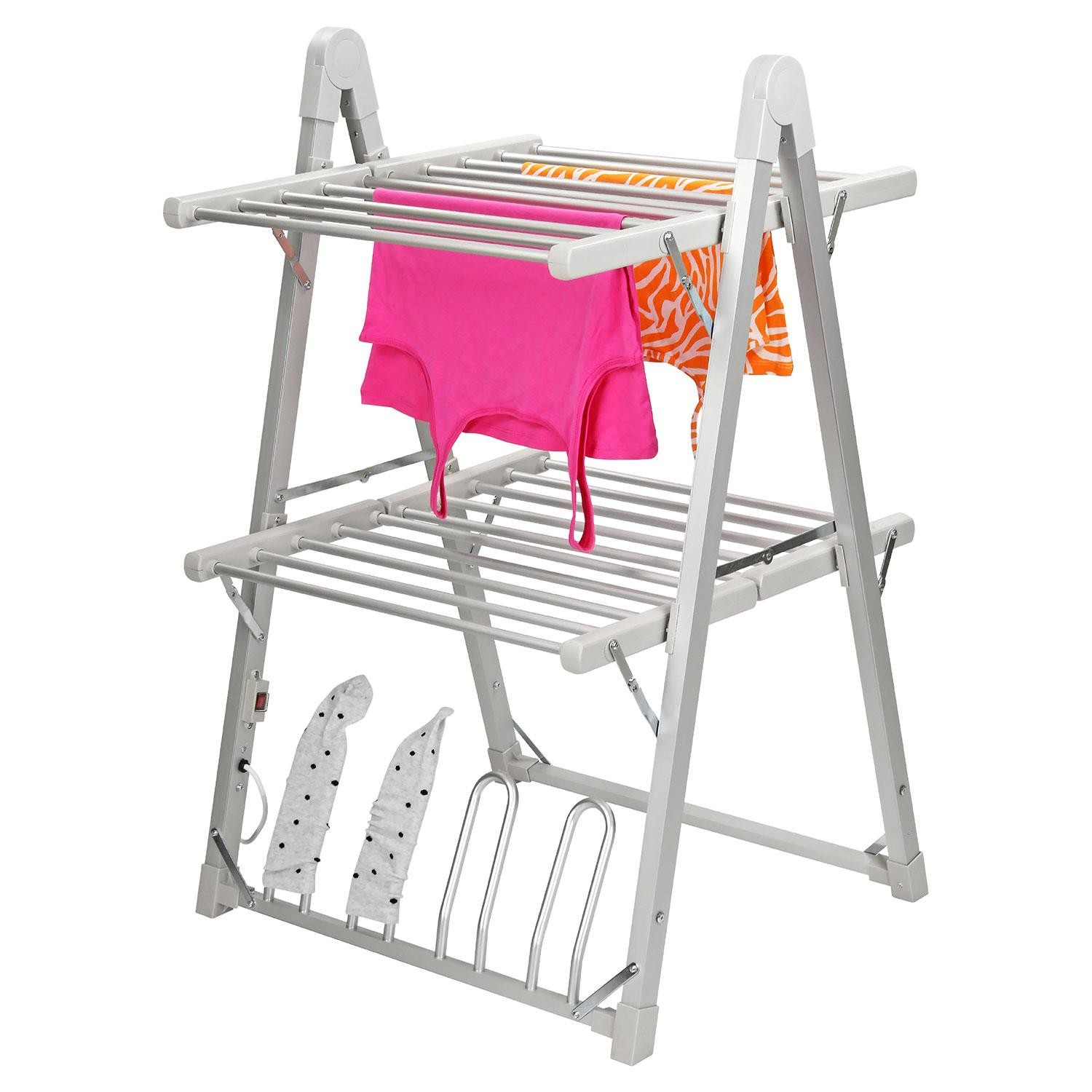 2 Tier A Frame Heated Clothes Dryer Airer Economic Washing Stores Flat 20 Rails