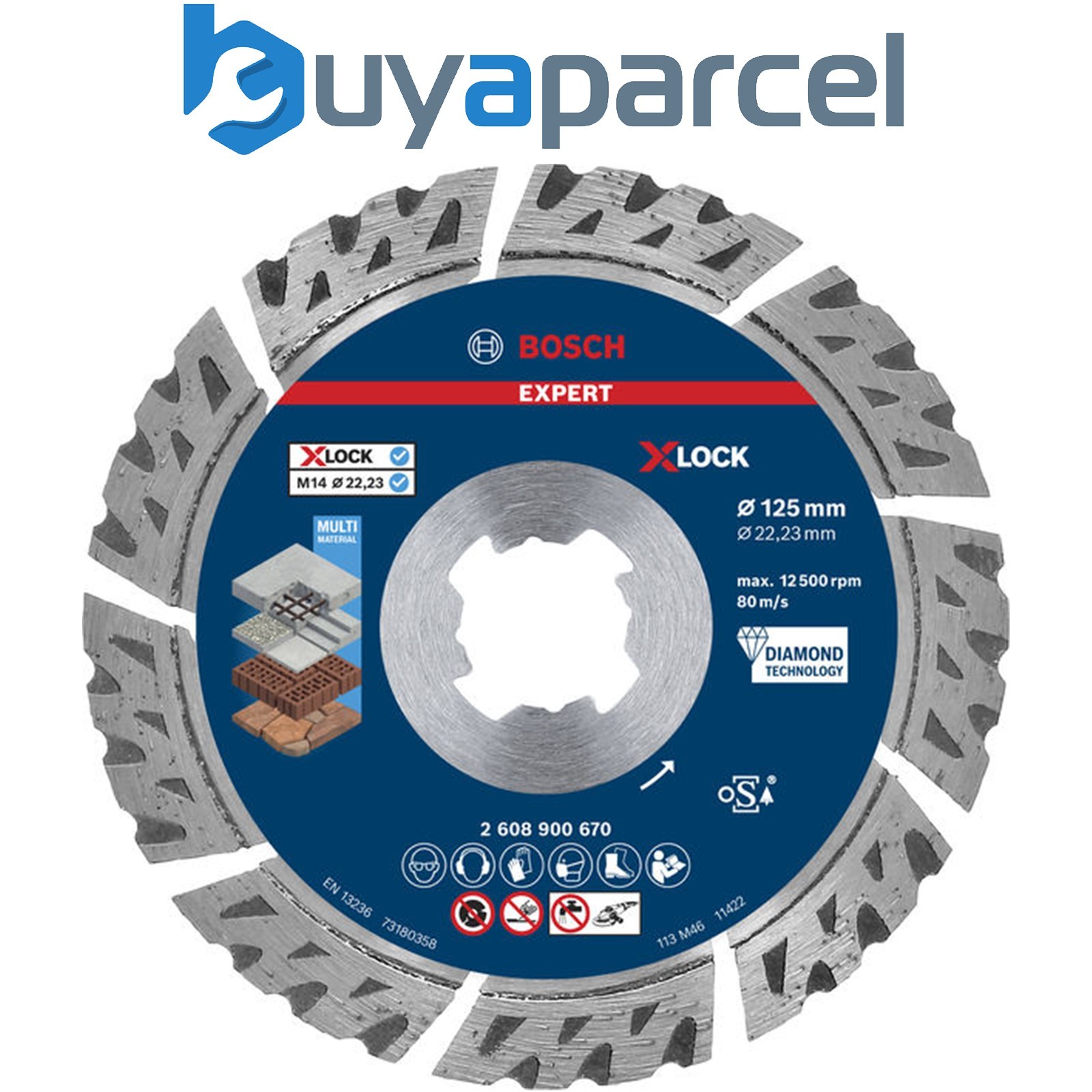 Bosch EXPERT MultiMaterial X-LOCK Diamond Cutting Disc 125 x 22.23 x 2.4 x 12mm