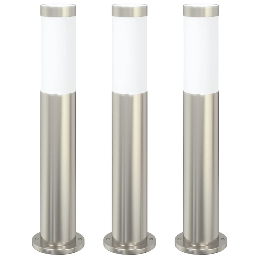 Bollard Lights 3pcs 50cm Stainless Steel IP44 Outdoor Garden Lamp E27 vidaXL