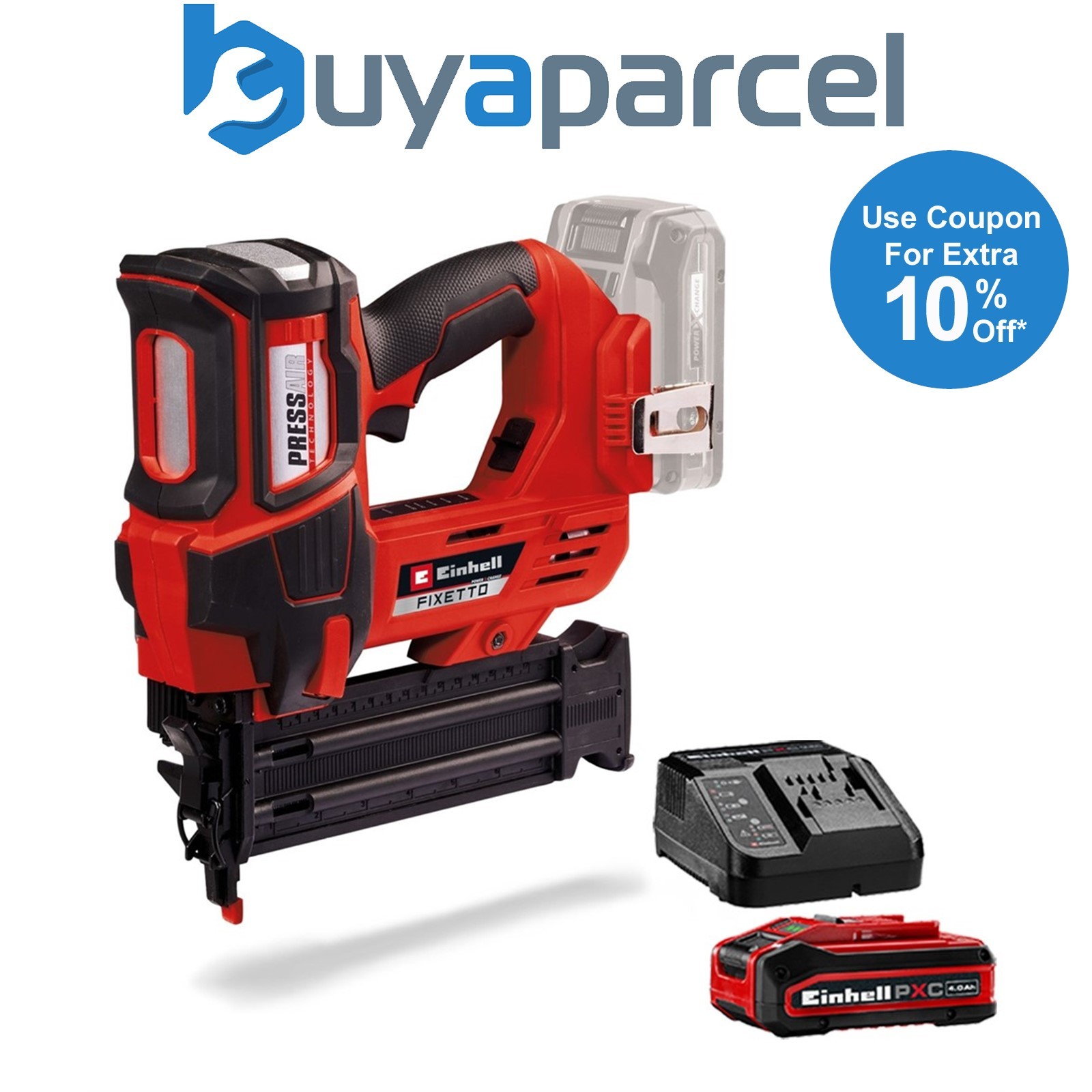 Einhell Professional 18v Cordless Nailer FIXETTO Brad 18GA 18/50 + 4AH Kit