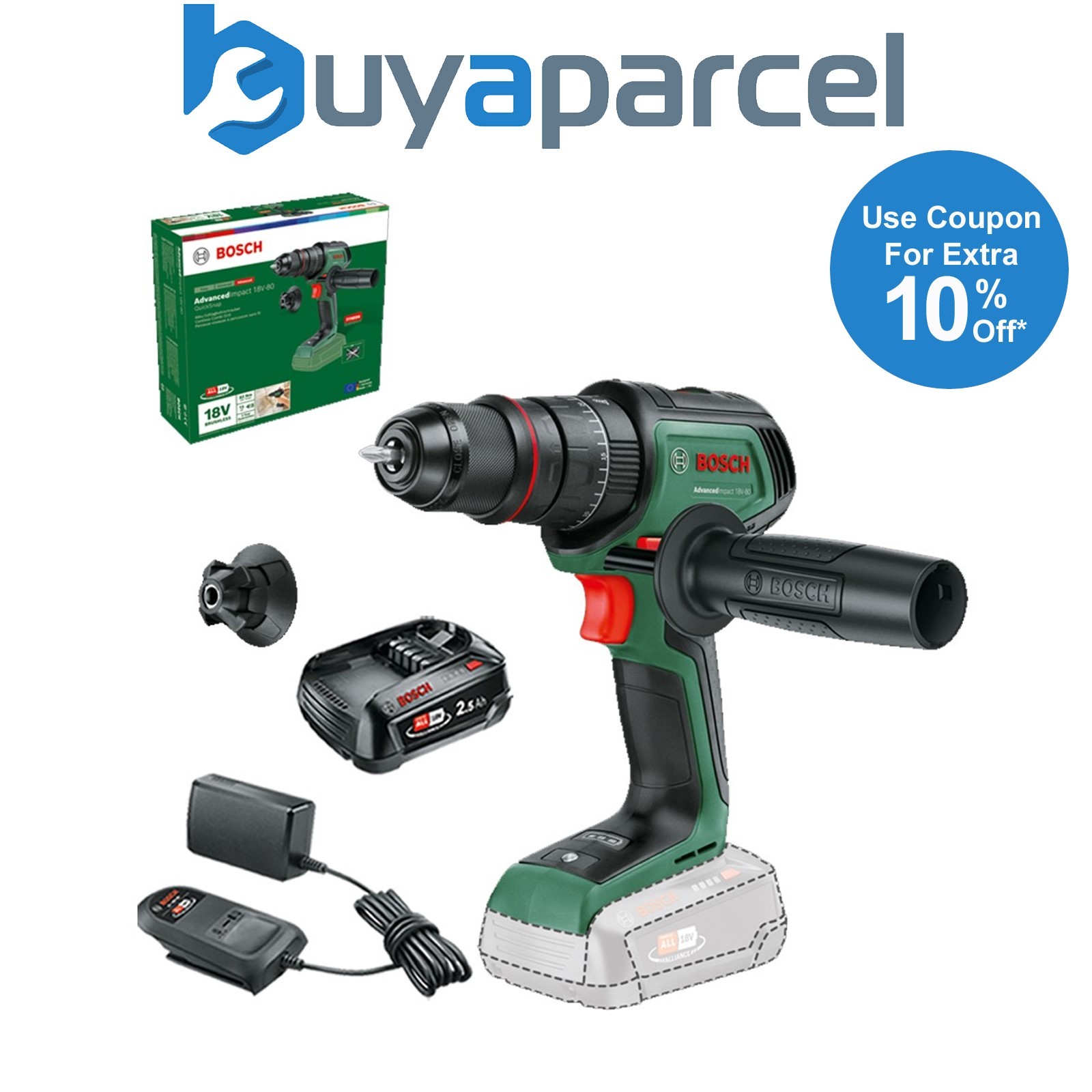 Bosch 06039E2100 18v Brushless Combi Drill AdvancedImpact QuickSnap + 1 x 2.5AH
