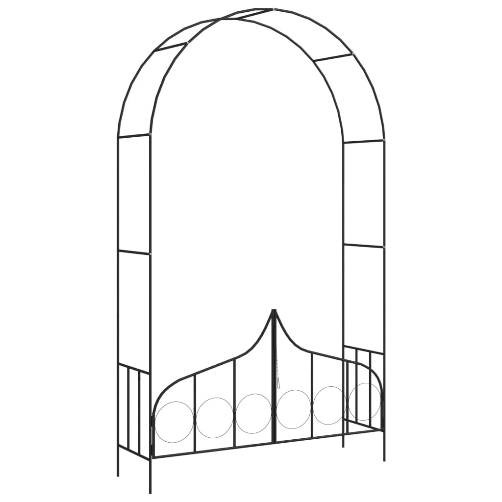 Garden Arch With Gate Black Iron Home Lawn Outdoor Archway Pergola vidaXL
