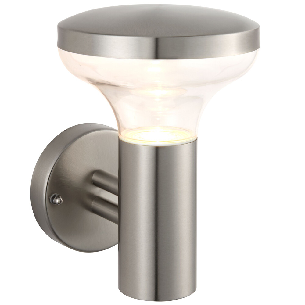 IP44 Outdoor Wall Light Marine Stainless Steel & Clear Shade 3.5W Cool White LED