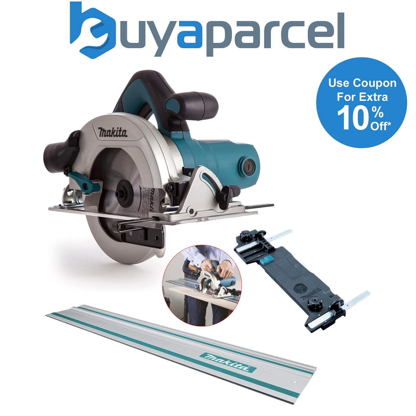 Makita HS6601 240v Corded Electric Circular Saw 165mm Blade + 1.0m Guide Rail