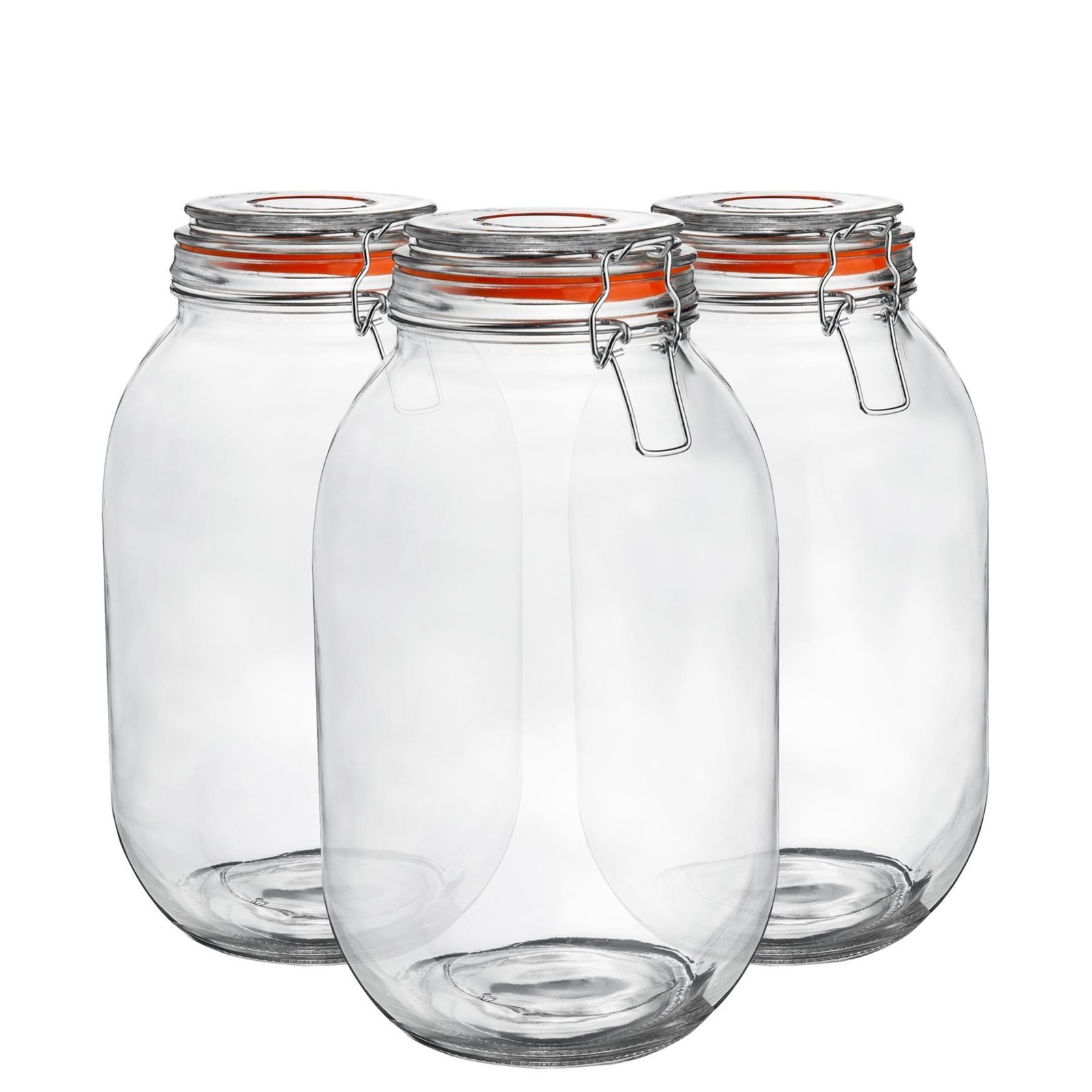 Glass Storage Food Preserve Preserving Clip Top Airtight Jar 3000ml x3