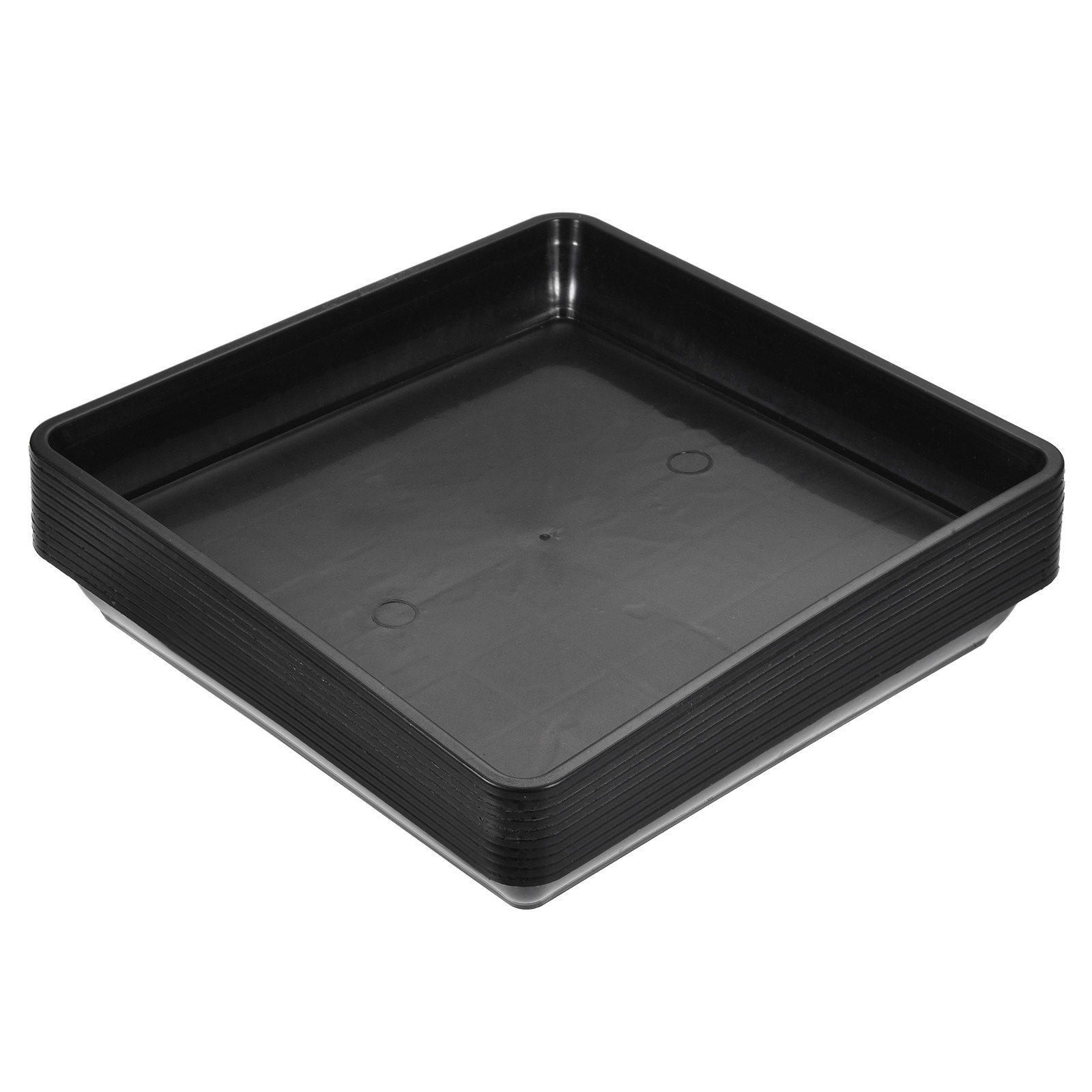 10pcs Plant Pot Saucer 7" Plastic Square Flower Drip Tray Indoor Outdoor, Black