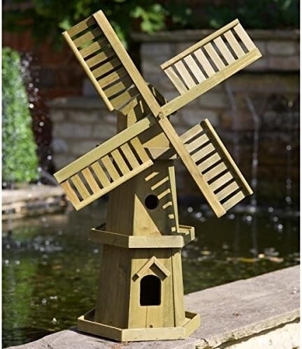 Wooden Windmill Large Rustic Heavy Duty Freestanding Traditional 24.5L x 28W