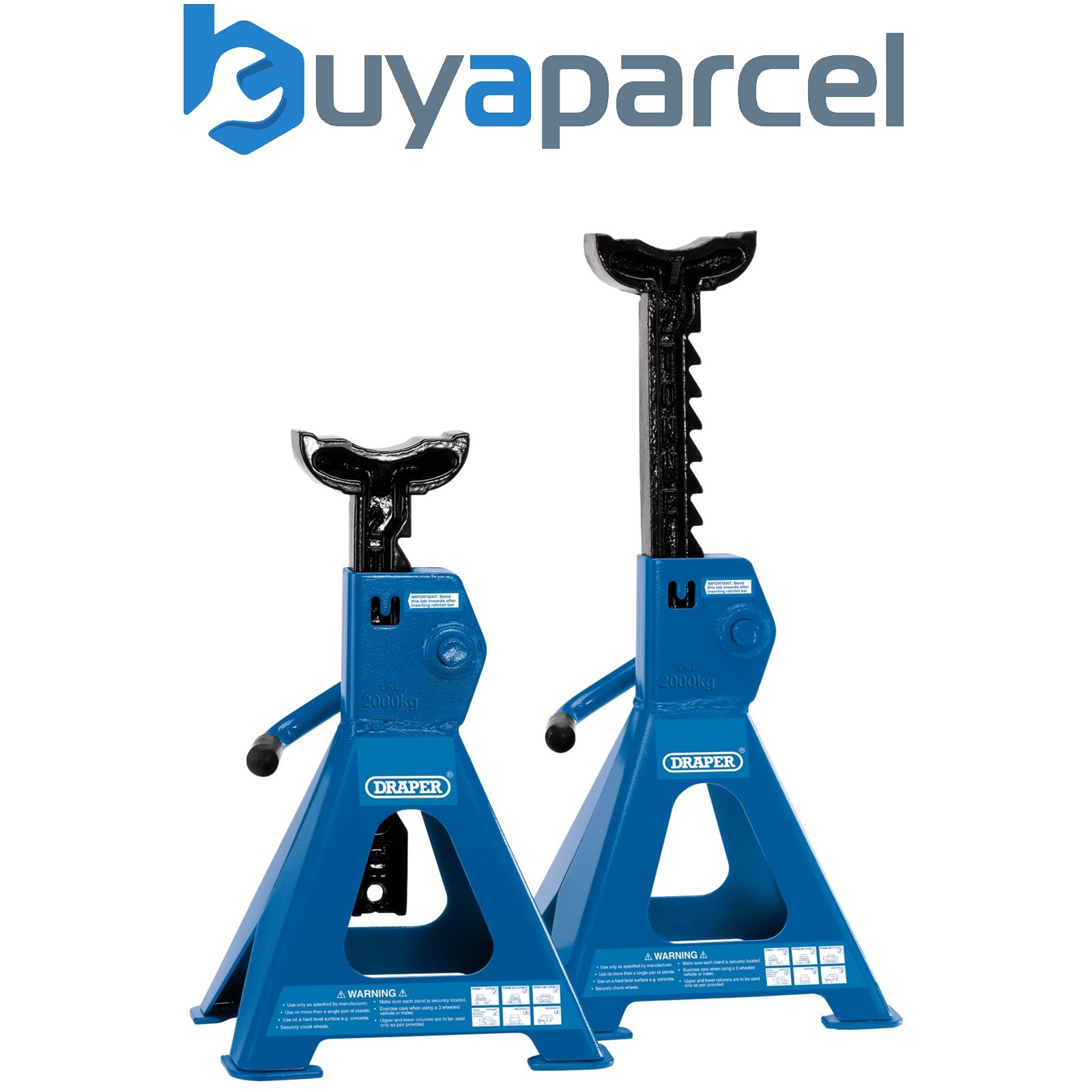 Draper 30878 Ratcheting Axle Stands, 2 Tonne (Pair)