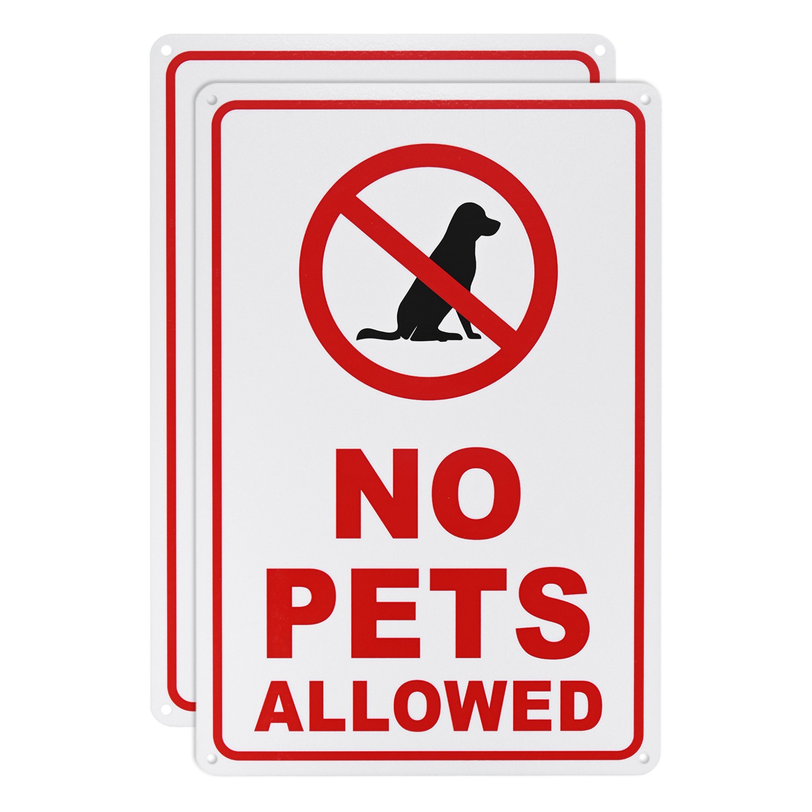 2-Pack No Pets Allowed Sign, 14" No Dog Sign for Garden/Pool [Red on White]