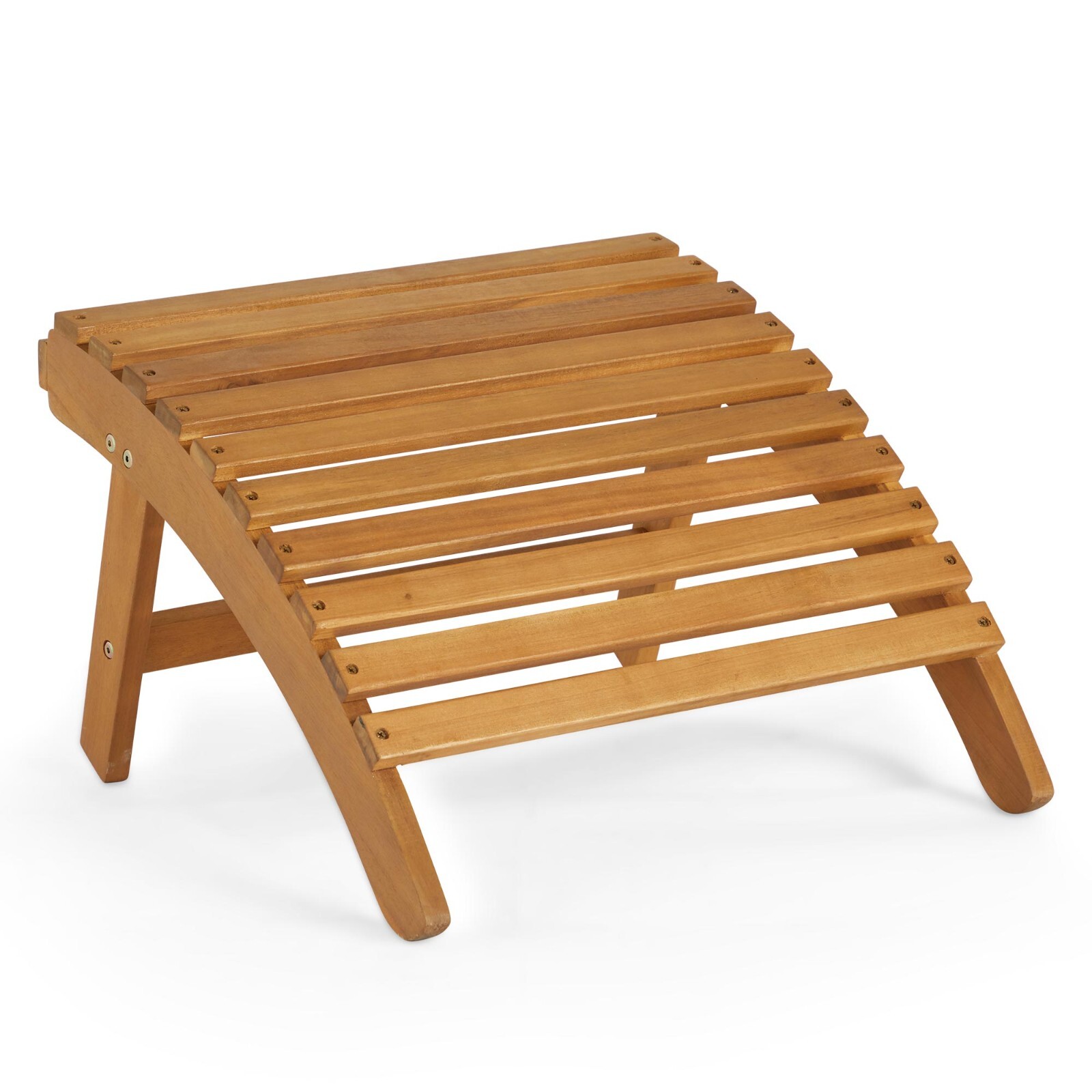 Adirondack Foot Stool, Natural Wooden Garden Footstool, VonHaus