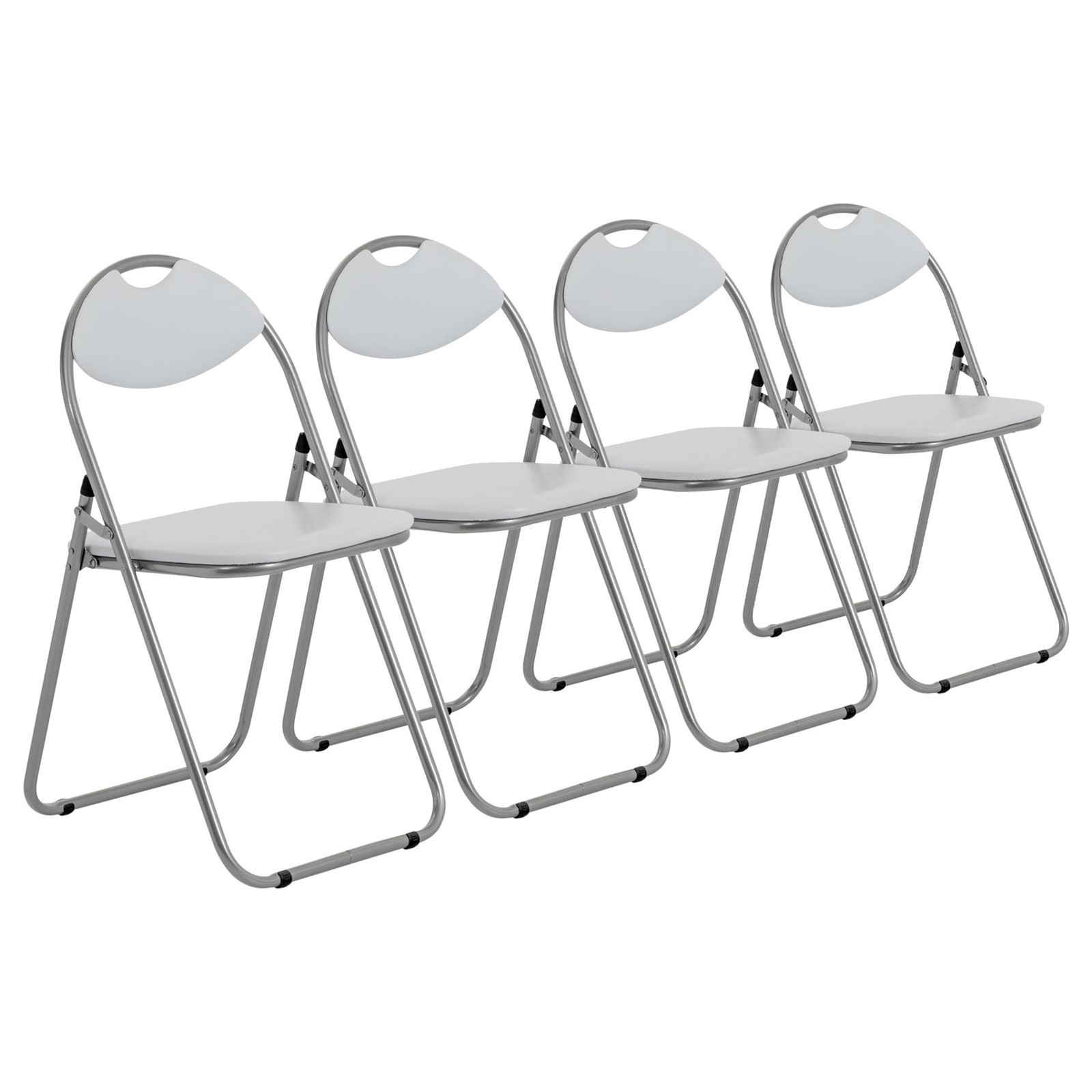 Folding Chairs Padded Faux Leather Studying Dining Office Event Chair White x4