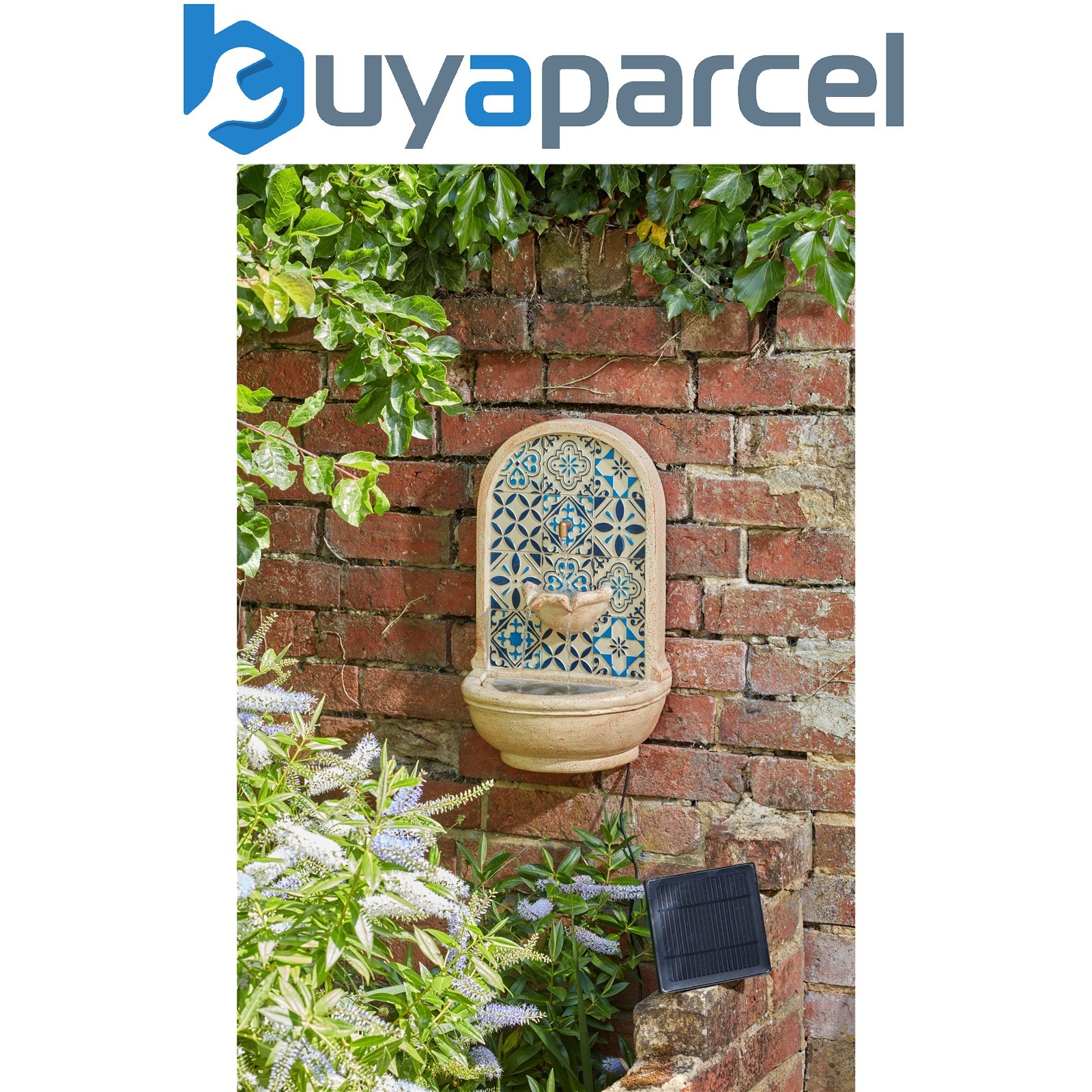 Smart Garden Solar Aragon Wall Garden Water Feature Fountain Bird Bath Marrakesh