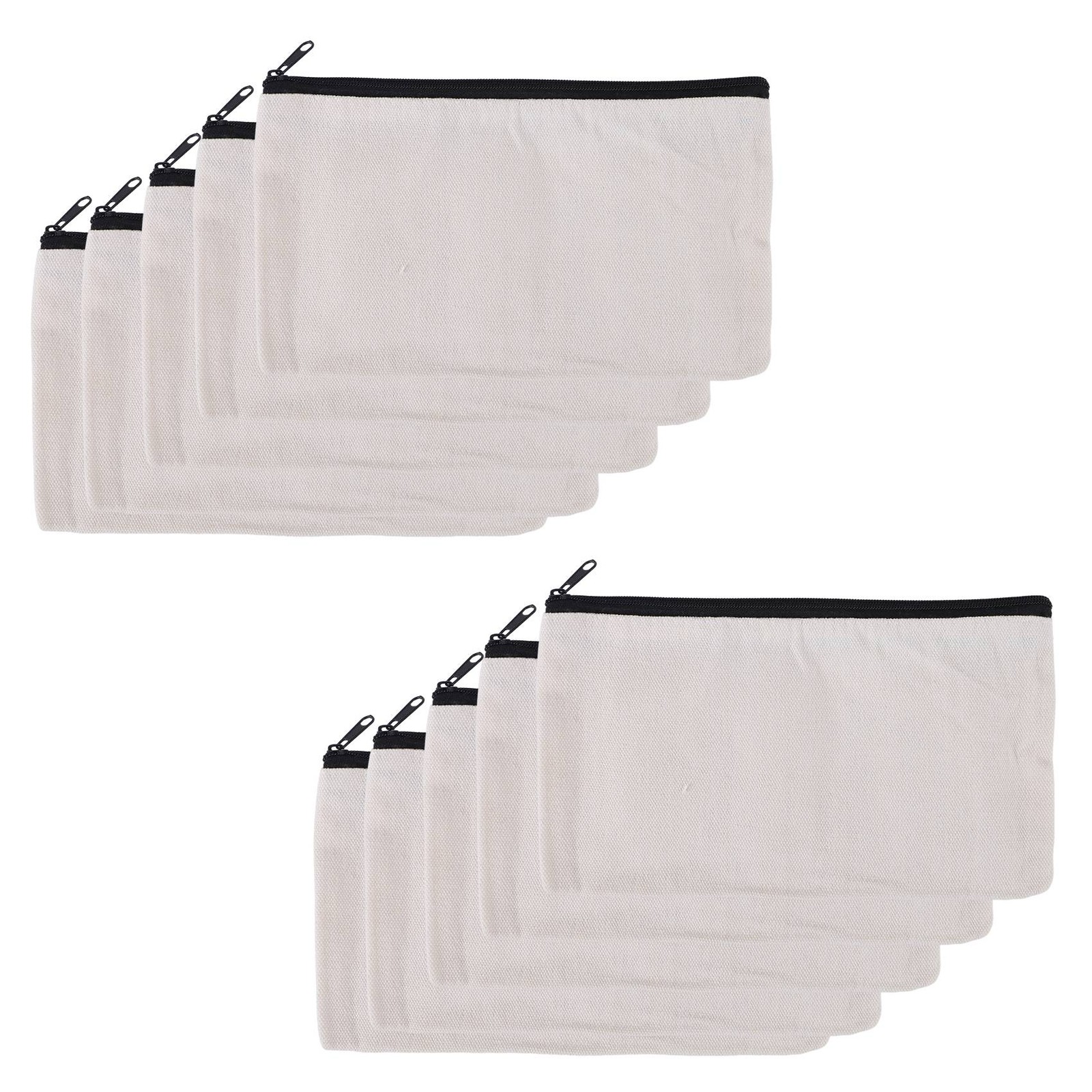 10X(10 Pcs Blank DIY Craft Bag Canvas Pen Case Blank Makeup Bags - Canvas6606